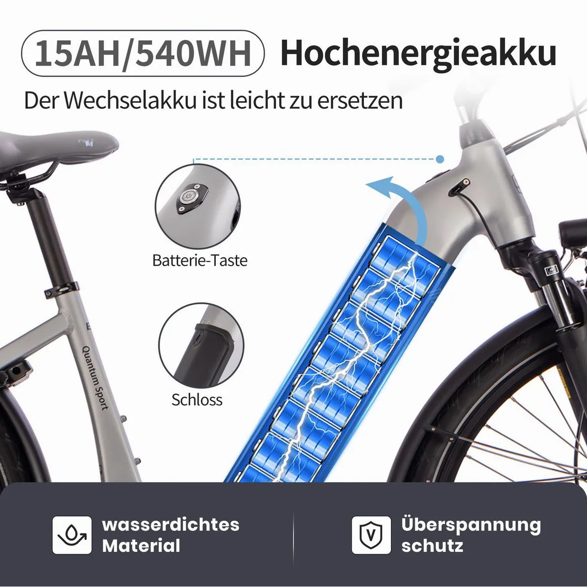 SAXXX E-Bike Trekkingrad, 540Wh Akku, 10-Gang SHIMANO Deore, hydraulische Scheibenbremsen 3