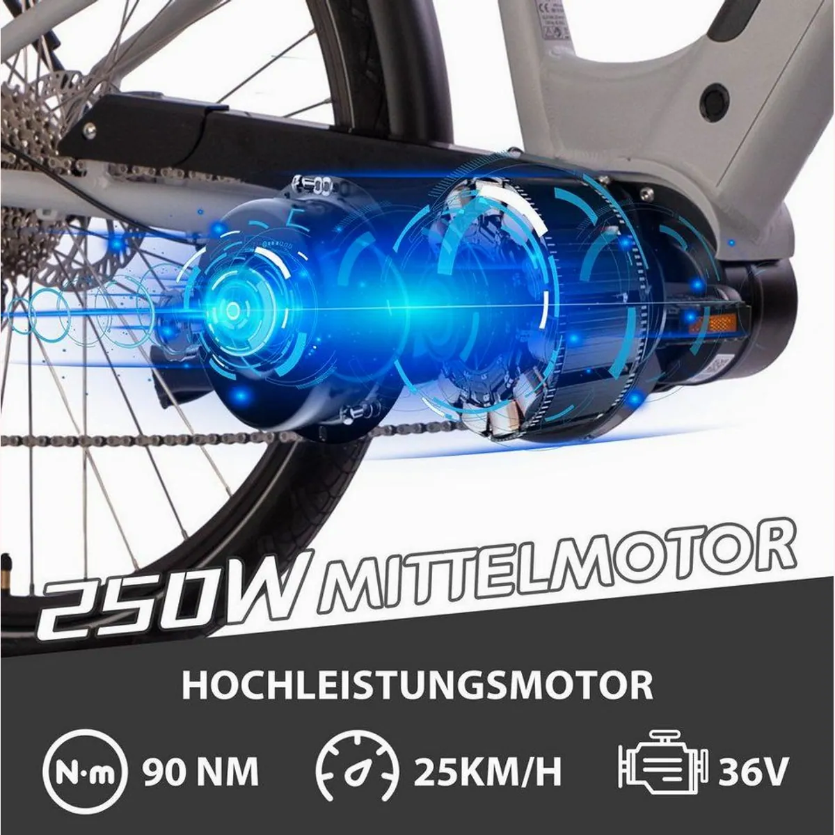 SAXXX E-Bike Trekkingrad, 28'' Pedelec mit 522Wh Akku, SHIMANO Deore 10-Gang, hydraulische Scheibenbremsen 2