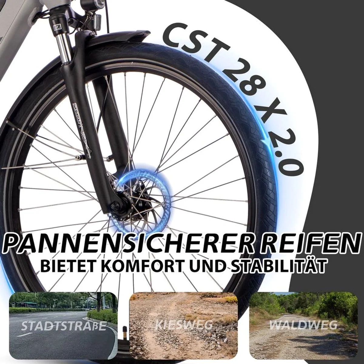 SAXXX E-Bike Trekkingrad, 28'' Pedelec mit 522Wh Akku, SHIMANO Deore 10-Gang, hydraulische Scheibenbremsen 4