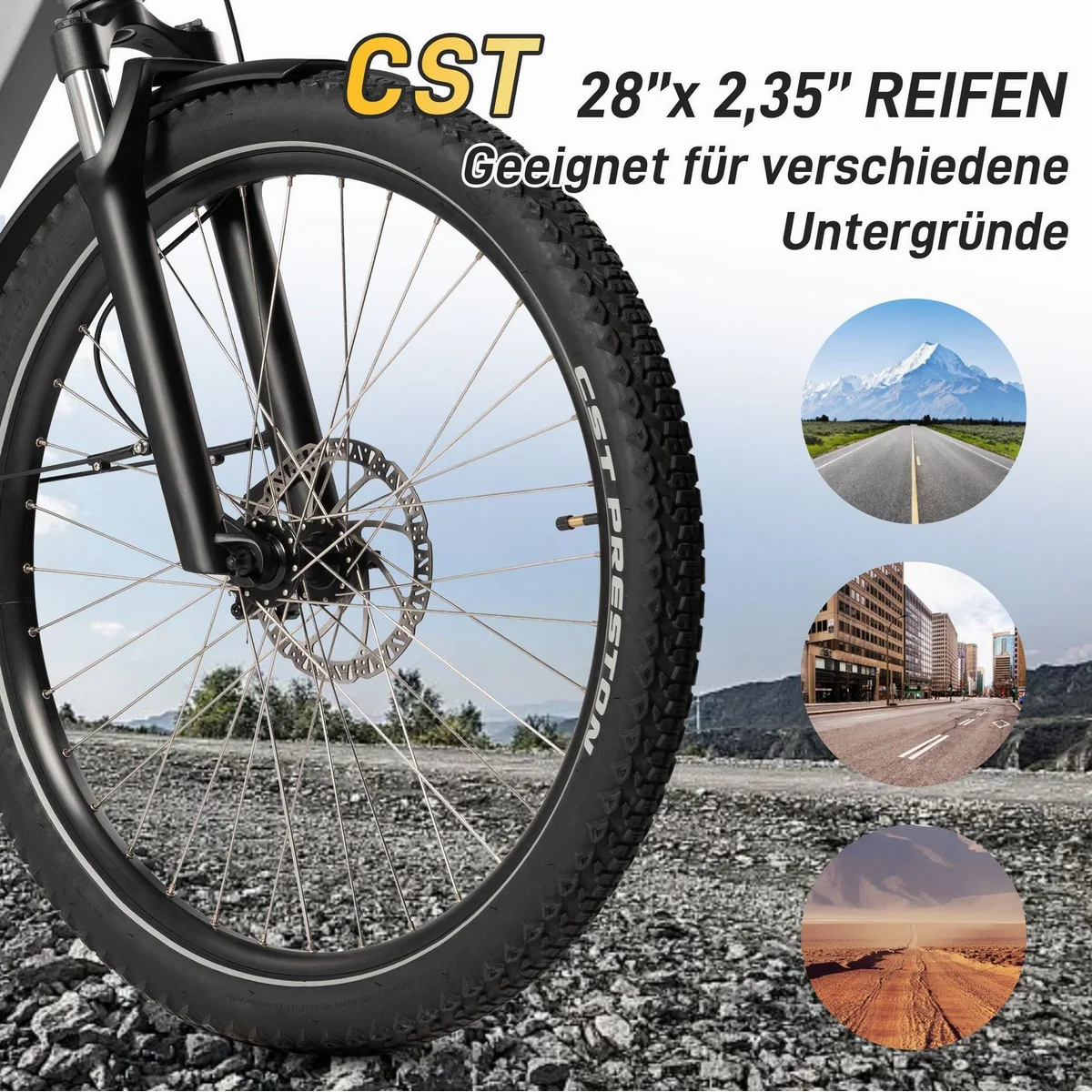 SAXXX E-Bike Cityrad 28 Zoll, 250W Heckmotor, abnehmbarer Akku, 7-Gang SHIMANO 5