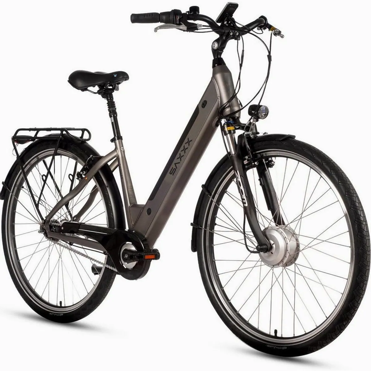 SAXXX E-Bike Cityrad 28'', urbaner Komfort, 418Wh, 100km Reichweite