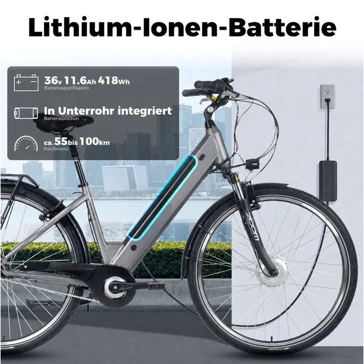 SAXXX E-Bike Cityrad 28'', urbaner Komfort, 418Wh, 100km Reichweite 5