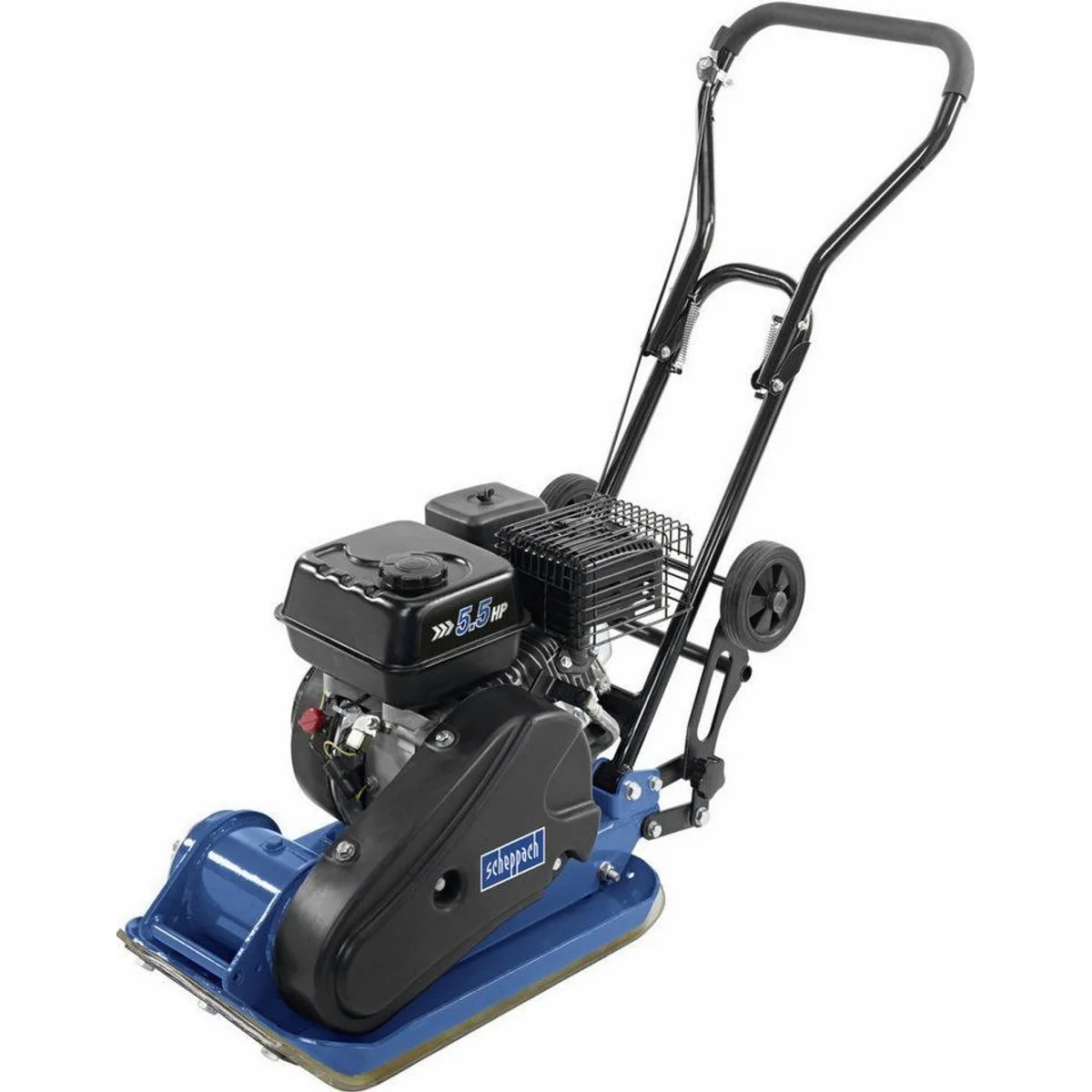 Scheppach HP 1100 S Rüttelplatte, leistungsstarker 4-Takt-Motor, robuste Stahlplatte
