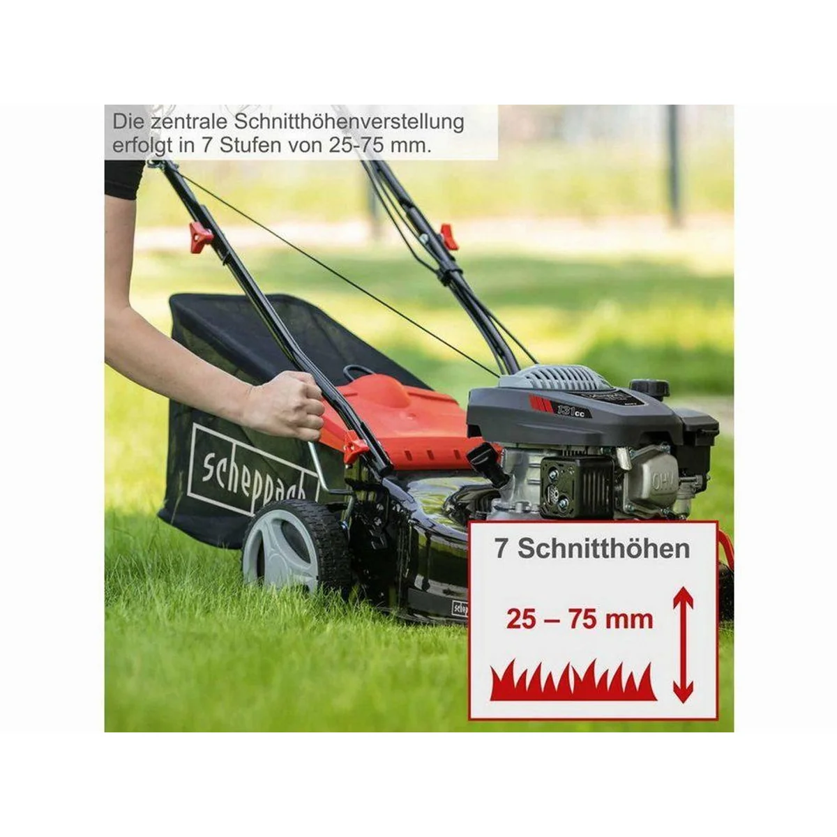 Scheppach RM420A Benzinrasenmäher, 42 cm Schnittbreite, Radantrieb, 3,3 PS 5