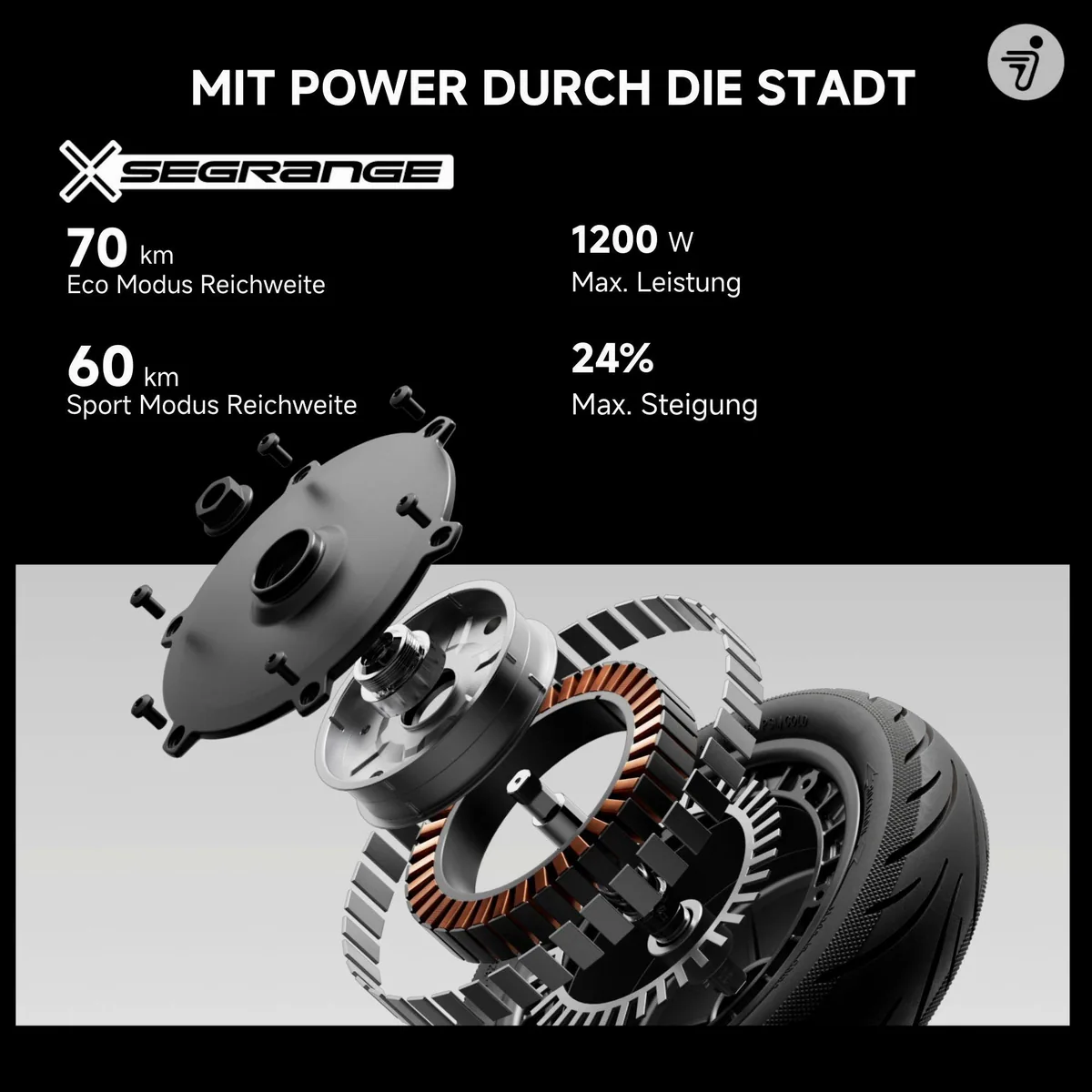Segway F3 Pro D E-Scooter, 500 W, 70 km Reichweite, IPX6 — Smart Display & 10-Zoll Reifen 3