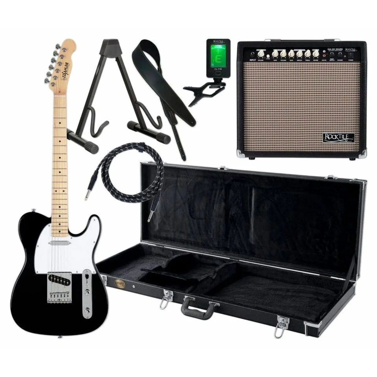 Shaman TCX-100 E-Gitarre, elegant in TL-Bauweise – inkl. Verstärker, Koffer & Zubehör