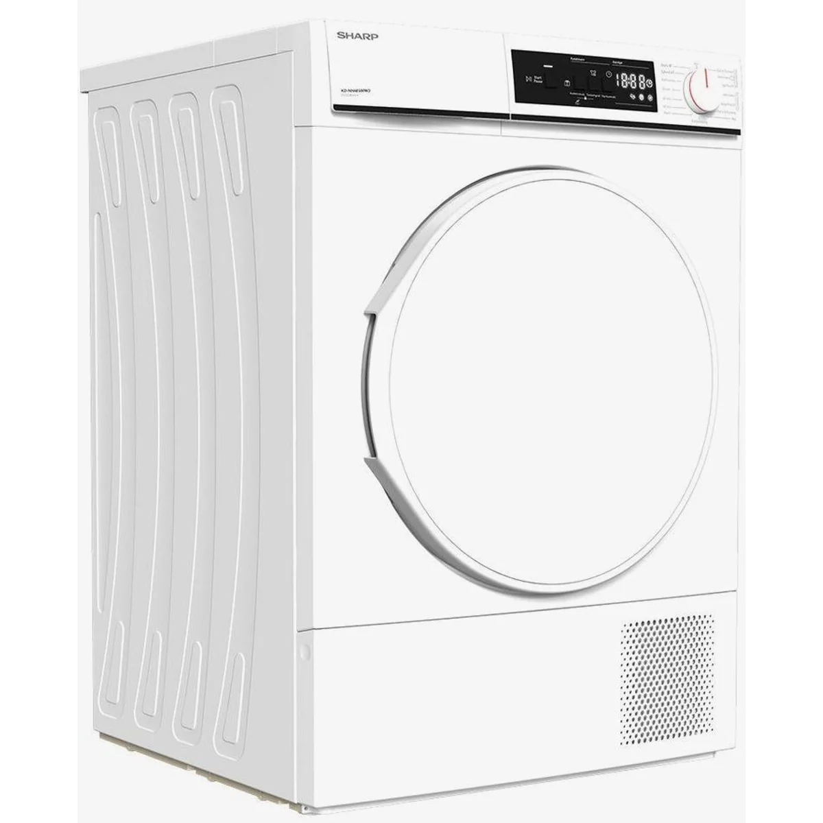 Sharp KD-NHA8S8PW3-DE Wärmepumpentrockner, 15 Programme, Edelstahl-Innentrommel, Trommelbeleuchtung