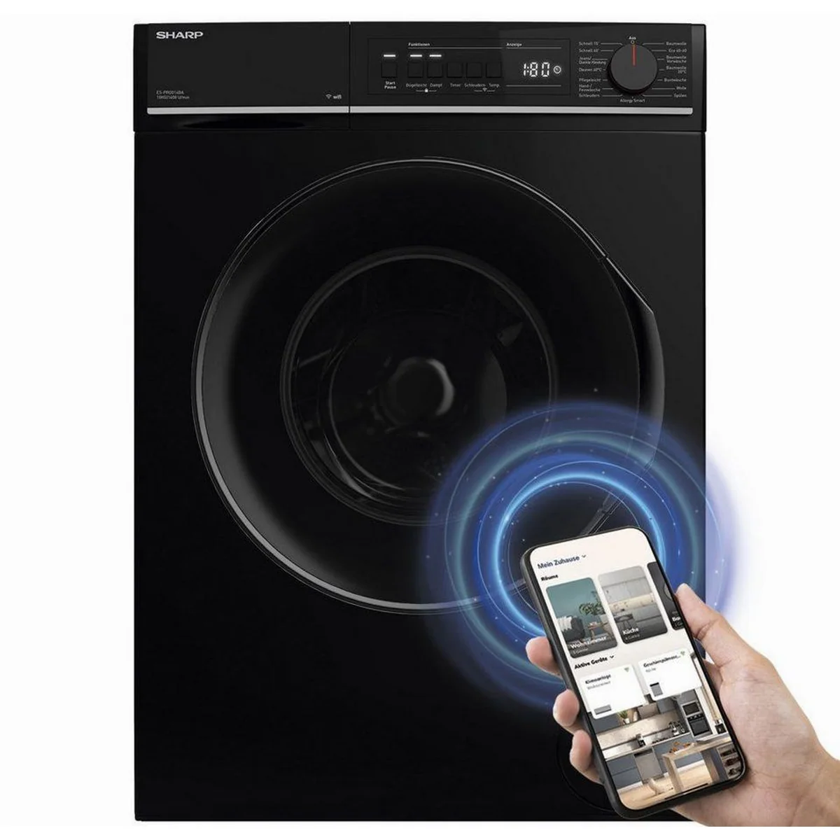 Sharp ES-PRO014BA-DE Waschmaschine, 10 kg, 1400 U/min, Wifi Steuerung, Schaumschutz 2