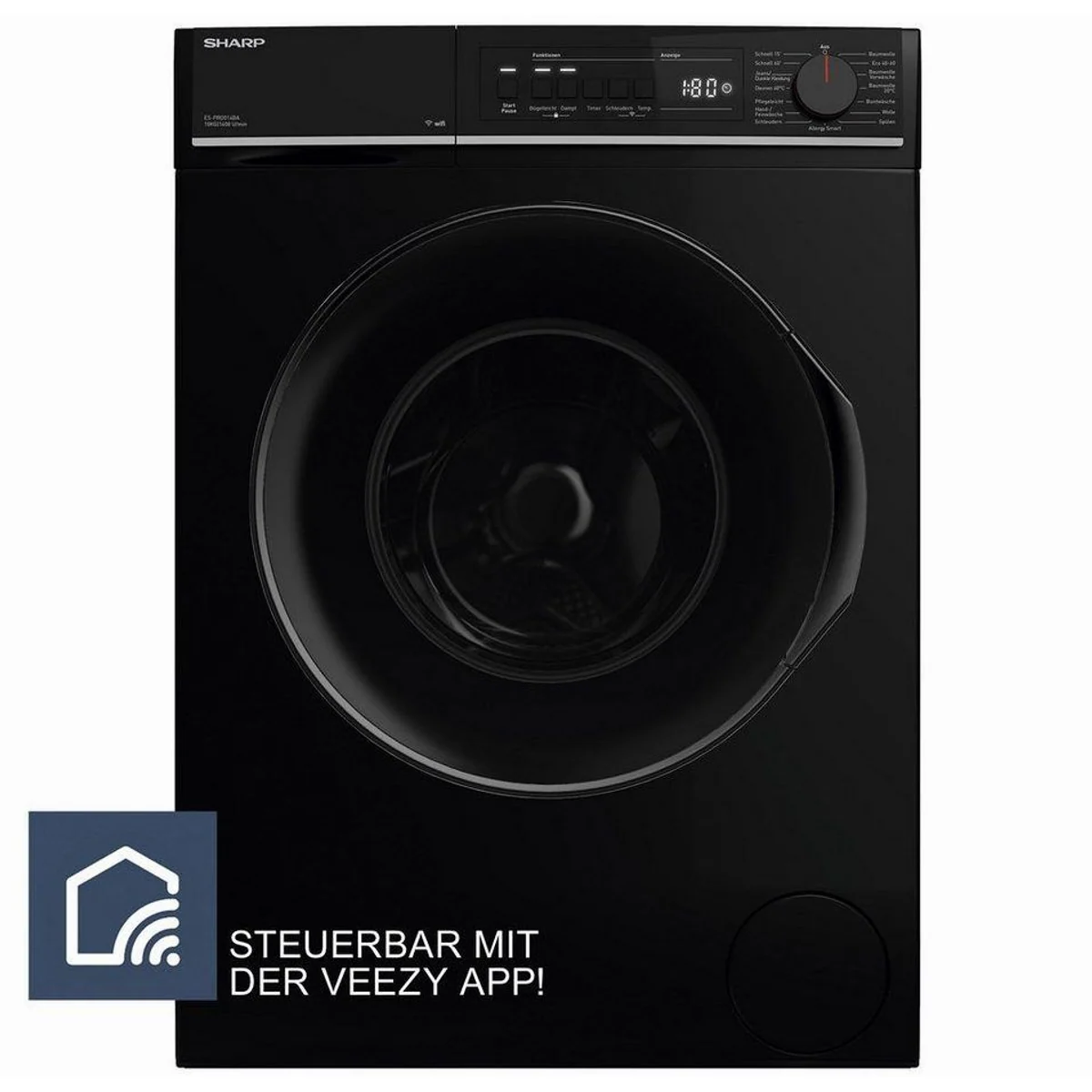 Sharp ES-PRO014BA-DE Waschmaschine, 10 kg, 1400 U/min, Wifi Steuerung, Schaumschutz 3