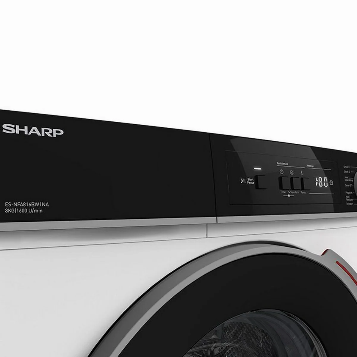 Sharp ES-NFA816BW1NA-DE Waschmaschine, 8 kg, 1600 U/min, AllergySmart, LED-Display 5