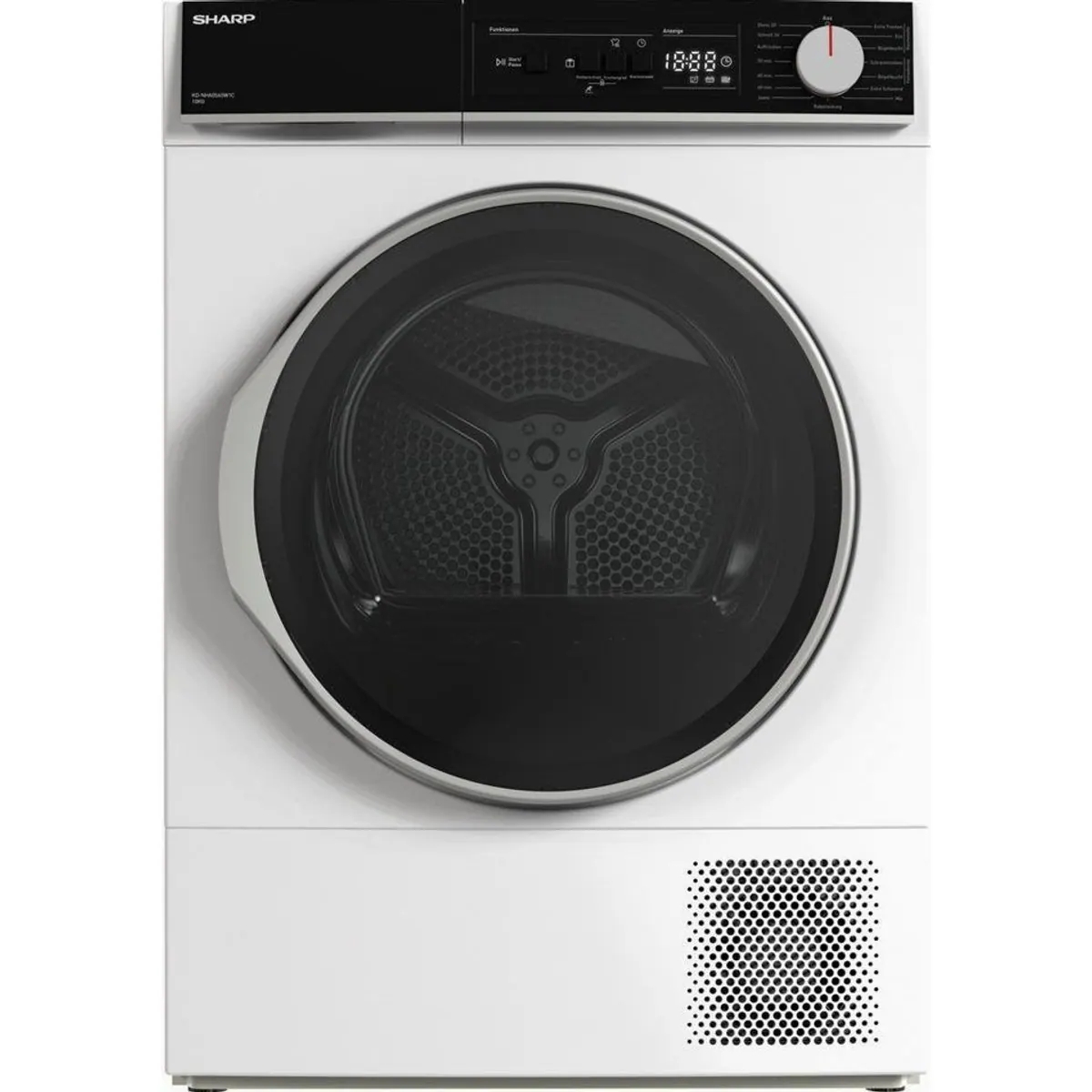 Sharp KD-NHA0S6GW1C-DE Wärmepumpentrockner, 10 kg Fassungsvermögen, energieeffizient, XL-Glas-Tür 2