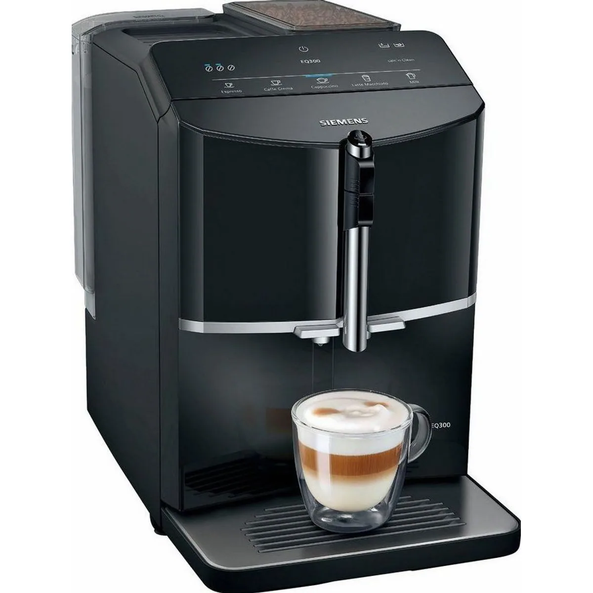 SIEMENS EQ.300 TF301E19 Kaffeevollautomat, OneTouch-Funktion, Keramikmahlwerk, elegante Optik