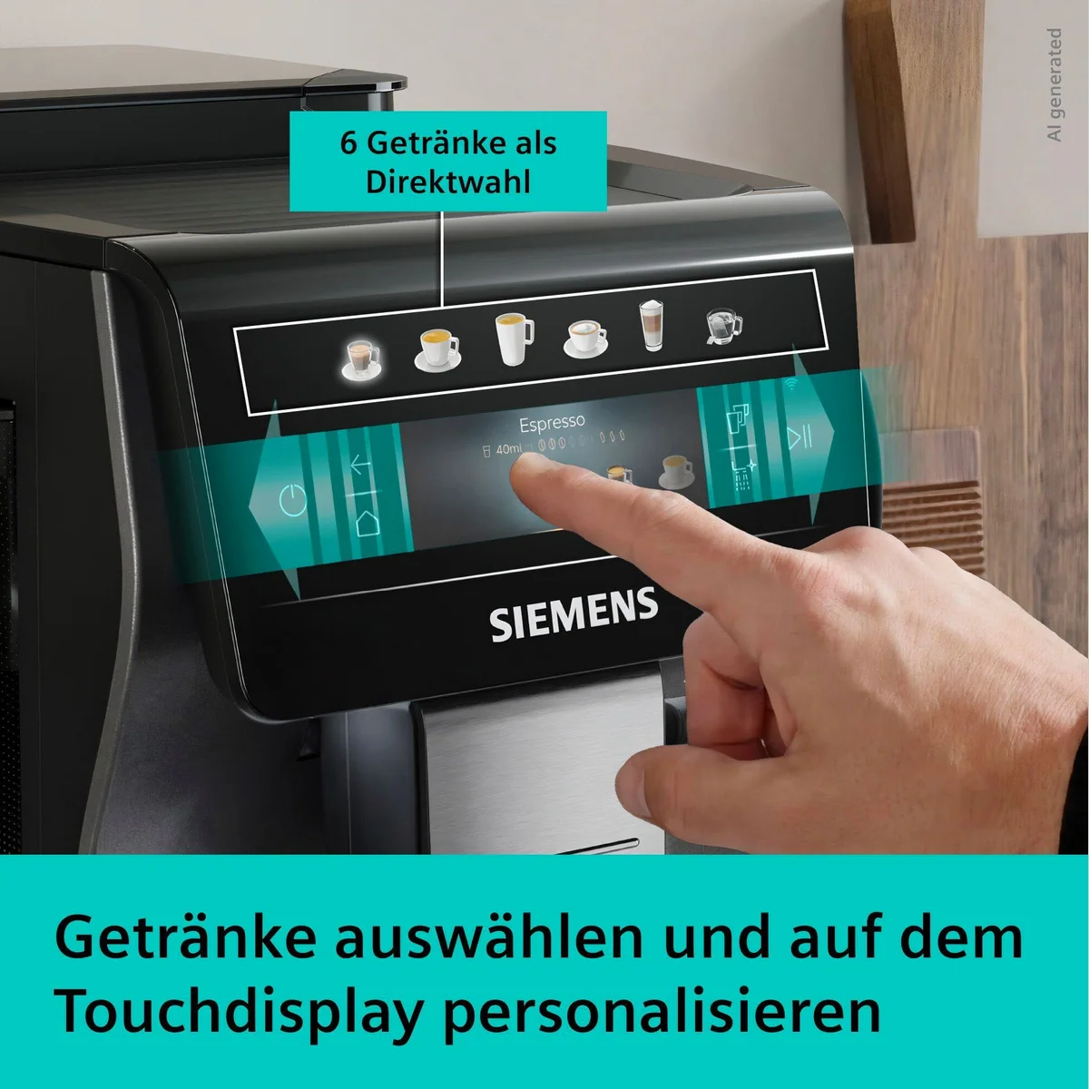 SIEMENS EQ600 TP603E07 Kaffeevollautomat, 6 Getränke, Keramikmahlwerk, Doppeltassenfunktion 2