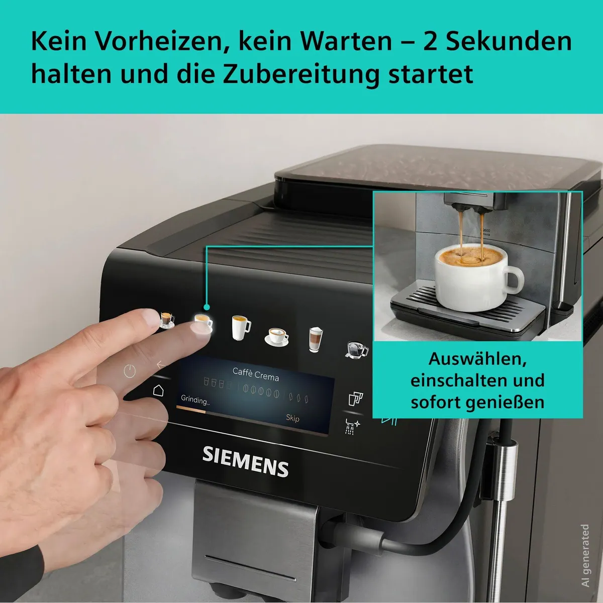 SIEMENS EQ600 TP603E07 Kaffeevollautomat, 6 Getränke, Keramikmahlwerk, Doppeltassenfunktion 3