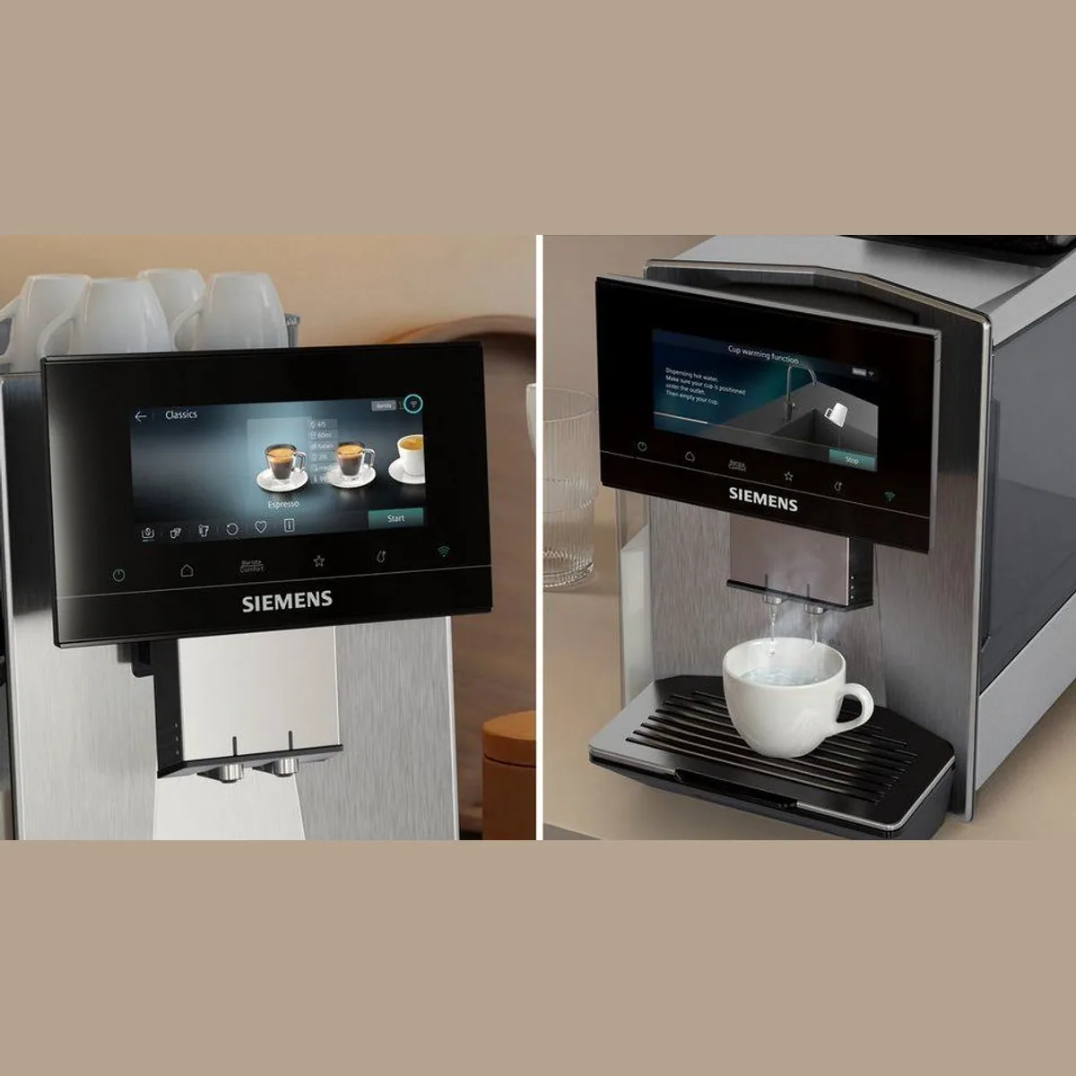 SIEMENS EQ900 TQ923EZ3, individuelle Aromaeinstellung, automatisierte Reinigung, 41 Getränke — Edelstahl, TFT-Display 2
