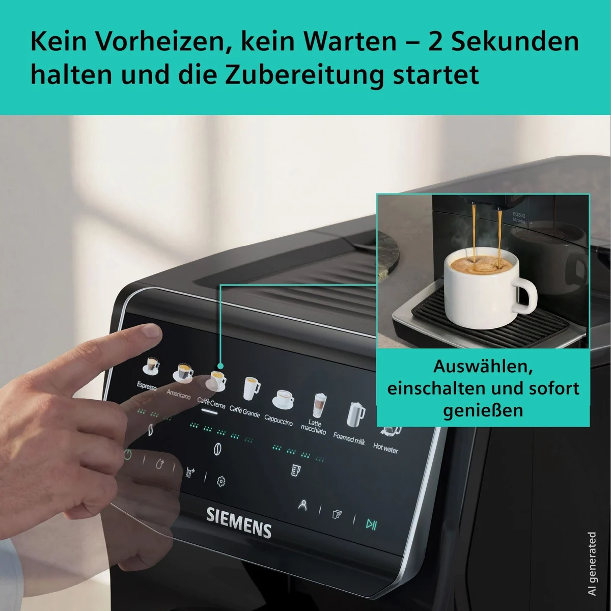 SIEMENS EQ500 TP553E09 Kaffeevollautomat, 41 Getränke, Doppeltassenfunktion, Keramikmahlwerk 2