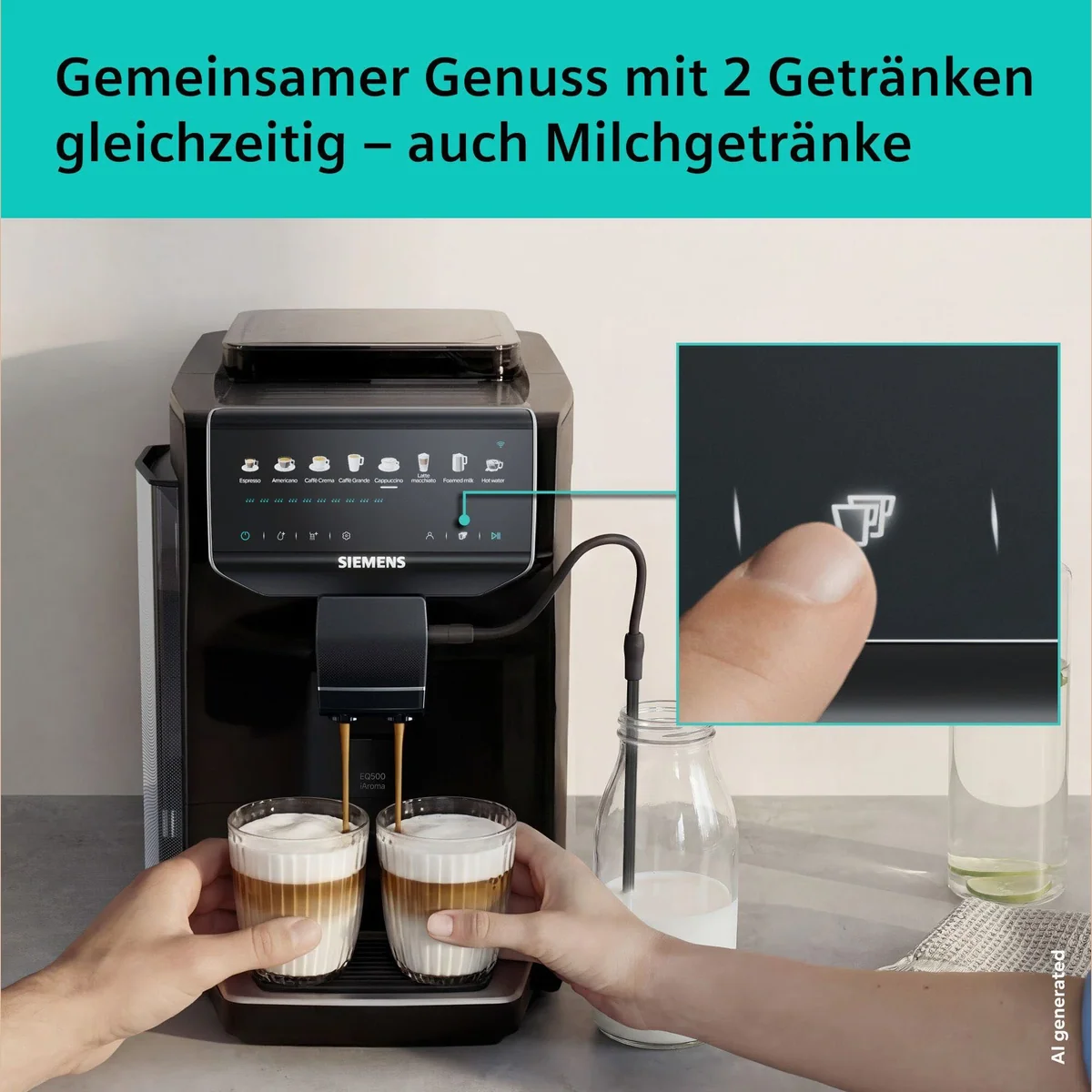 SIEMENS EQ500 TP553E09 Kaffeevollautomat, 41 Getränke, Doppeltassenfunktion, Keramikmahlwerk 4