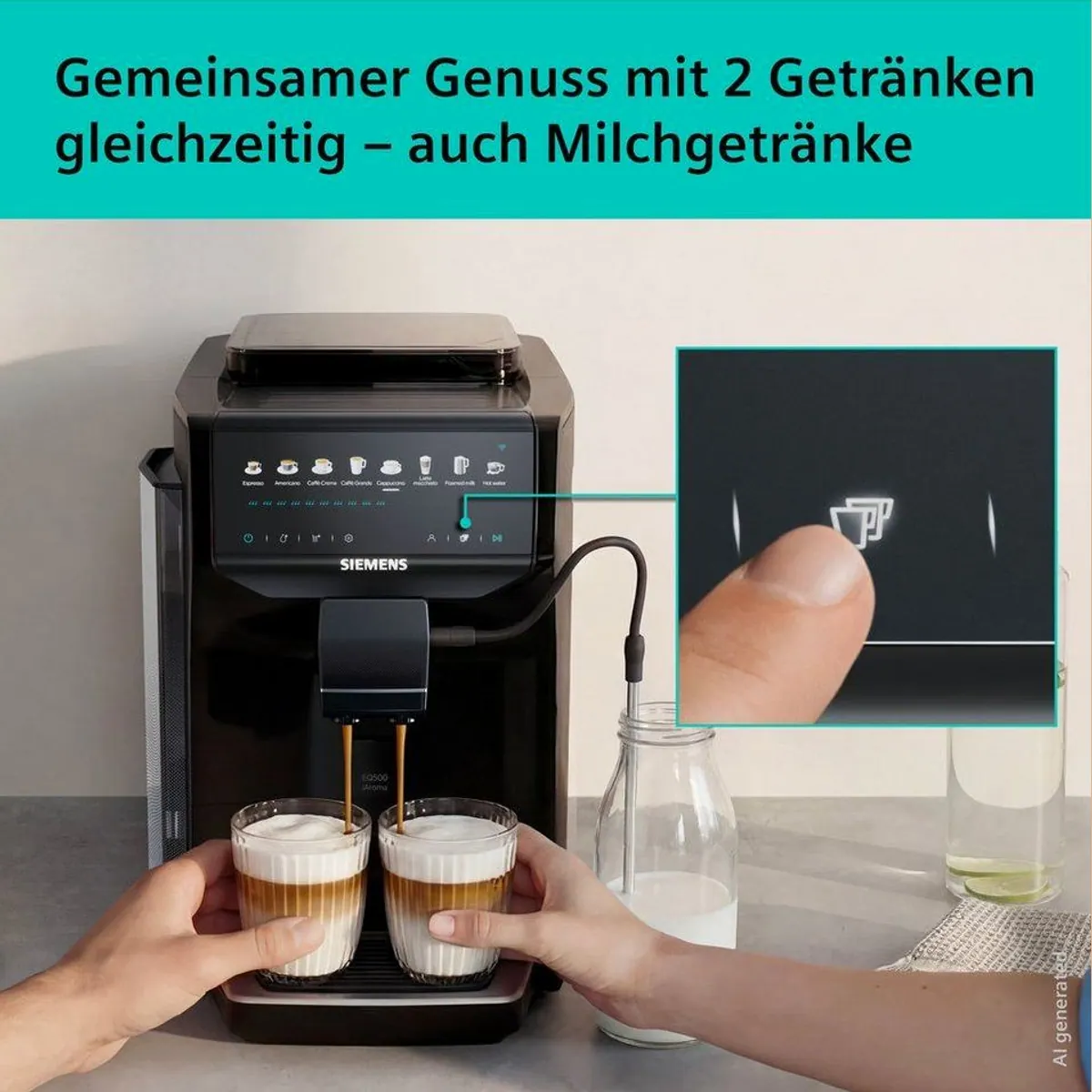 SIEMENS Kaffeevollautomat EQ500 TP553E19, Doppeltassenfunktion, Keramikmahlwerk, App-Steuerung 4