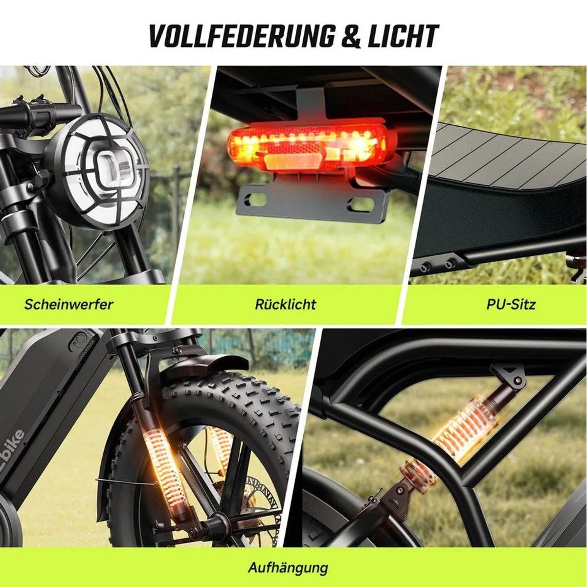 SISIGAD R002 E-Bike 20 Zoll, 250W Motor, herausnehmbarer Akku, Vollfederung 5