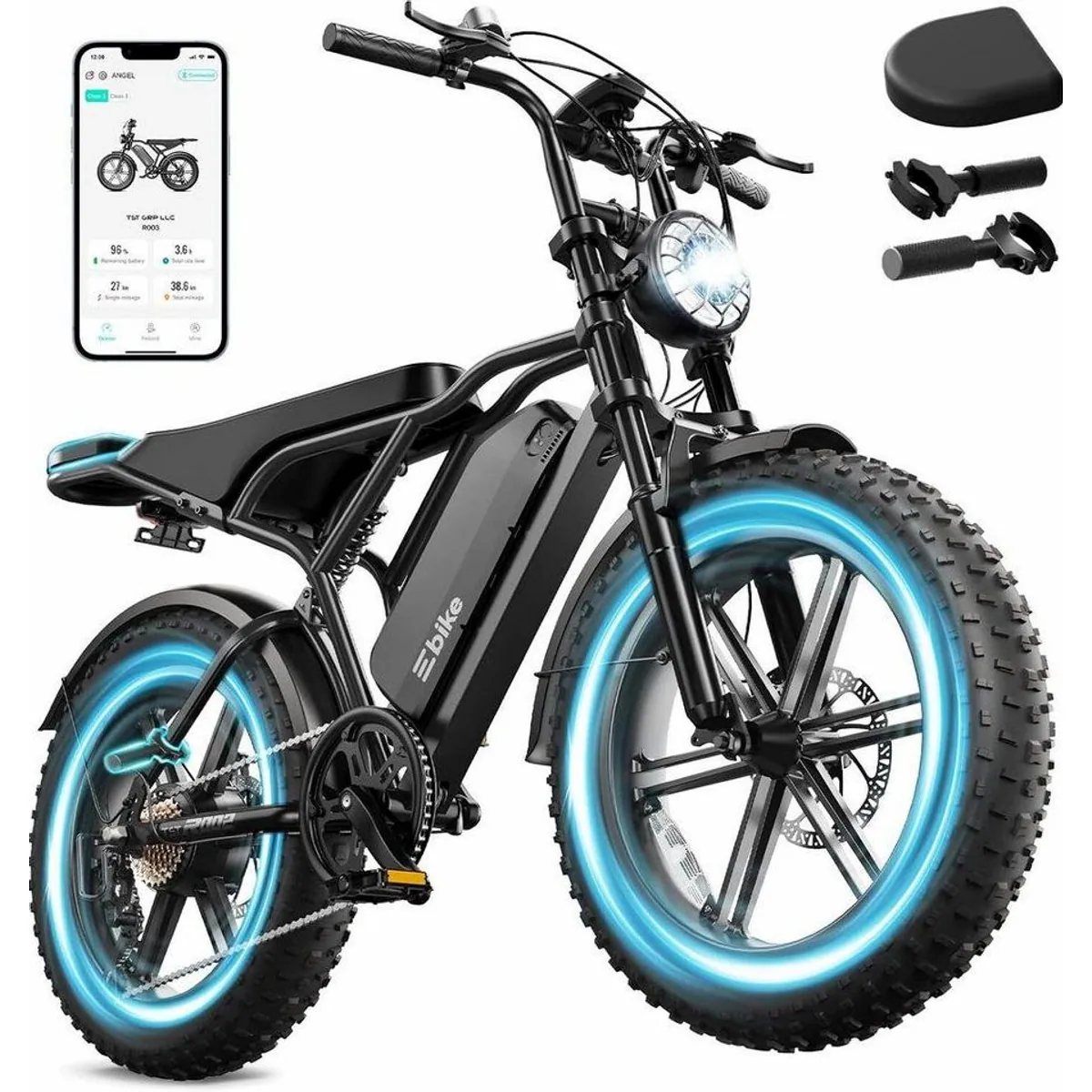 SISIGAD R002 PLUS E-Bike, 20'' Fat Tire, 130 km Reichweite, 7-Gang Schaltung