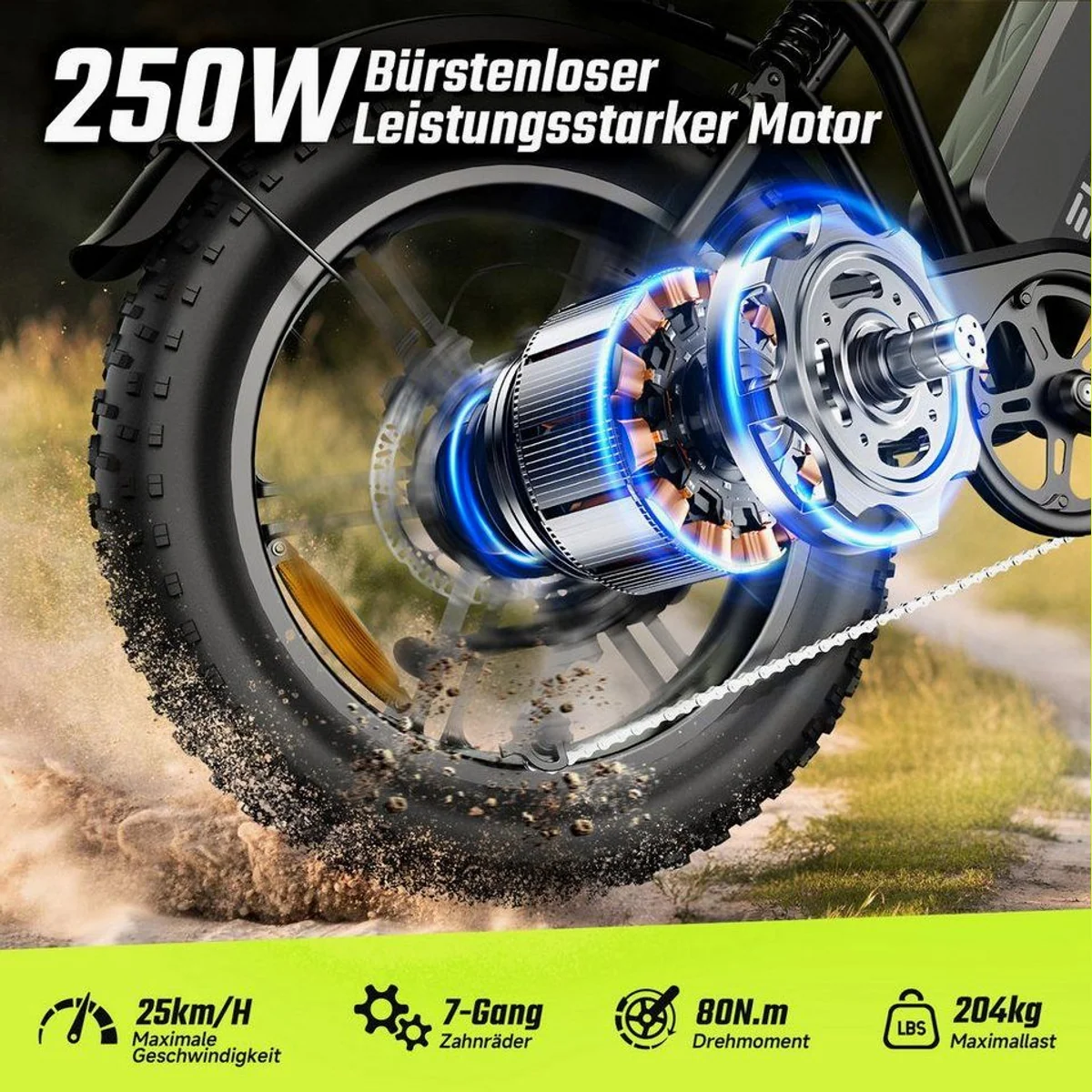 SISIGAD R002 PLUS E-Bike, 20'' Fat Tire, 130 km Reichweite, 7-Gang Schaltung 2