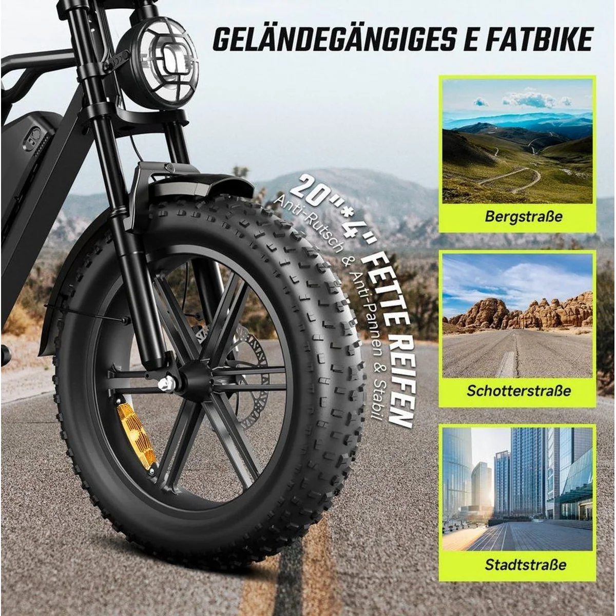 SISIGAD R002 PLUS E-Bike, 20'' Fat Tire, 130 km Reichweite, 7-Gang Schaltung 5