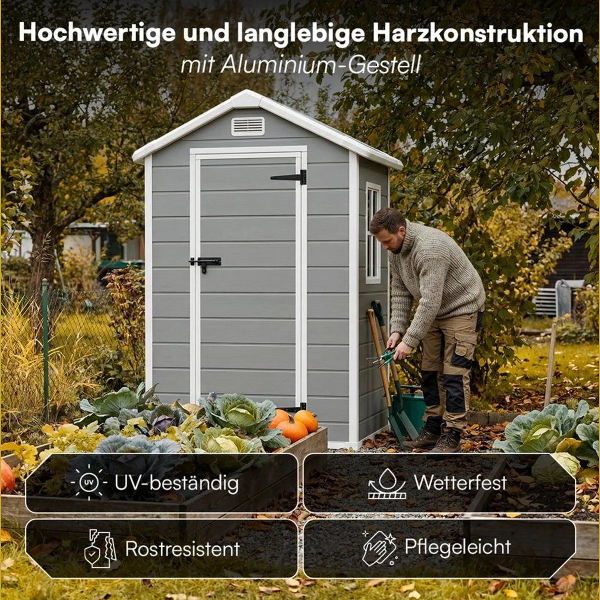 STEELSØN Novara Gerätehaus, wetterfest, großzügiger Stauraum, wartungsfreies Kunststoff 3