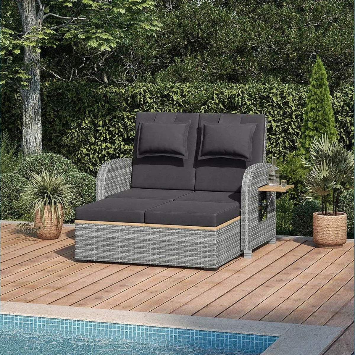STEELSØN Caelum Gartenlounge-Set, 3-fach verstellbare Rückenlehne, herausziehbare Sitzbank, wetterfest 2