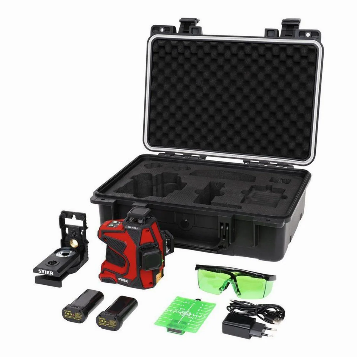 Stier Kreuzlinienlaser SKL 3x360°, grüne Laser, 1/4" und 5/8" Gewinde