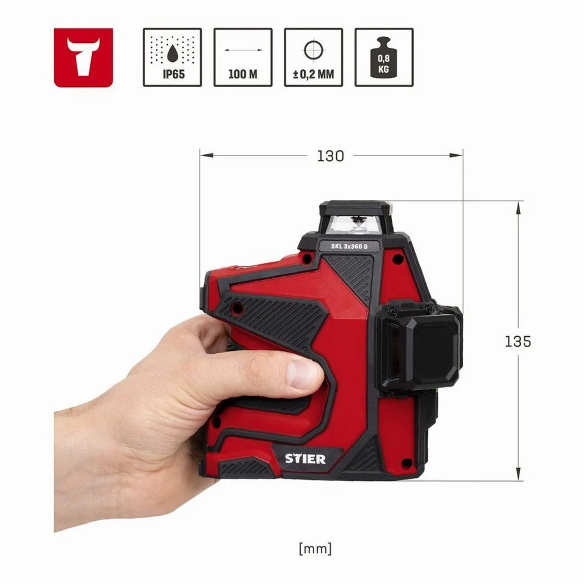 Stier Kreuzlinienlaser SKL 3x360°, grüne Laser, 1/4" und 5/8" Gewinde 4