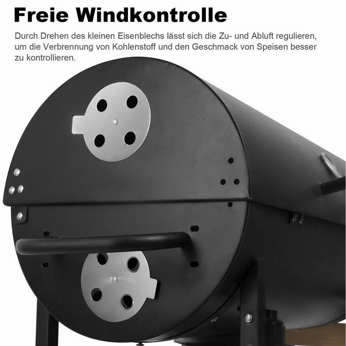 SunJas Holzkohlegrill XXL, präzises Thermometer, abnehmbarer Aschekasten, großzügige Grillfläche 4