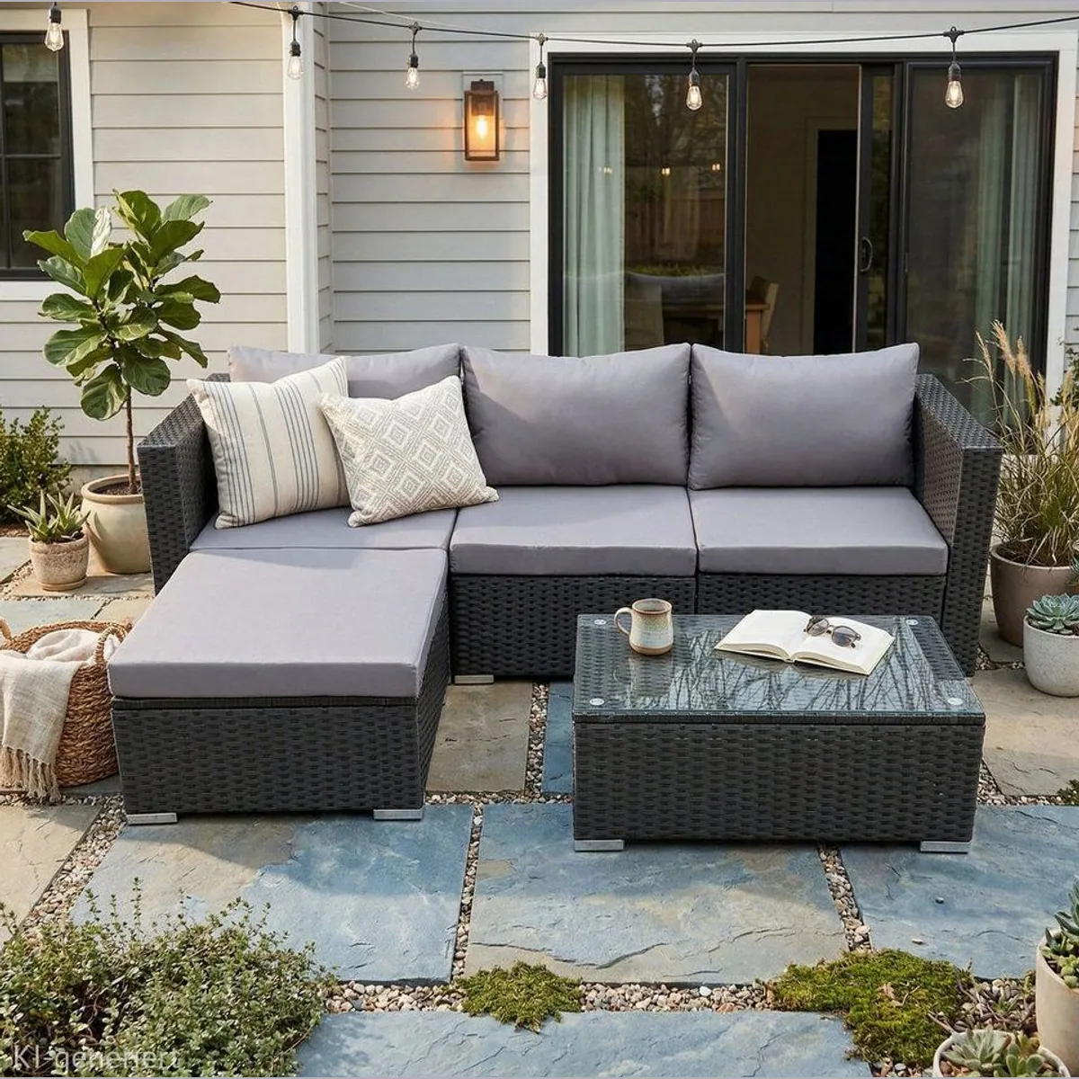 SVITA QUEENS Loungeset, elegantes Design, wetterfest, inkl. Tisch — 5-teiliges Gartenmöbelset 3