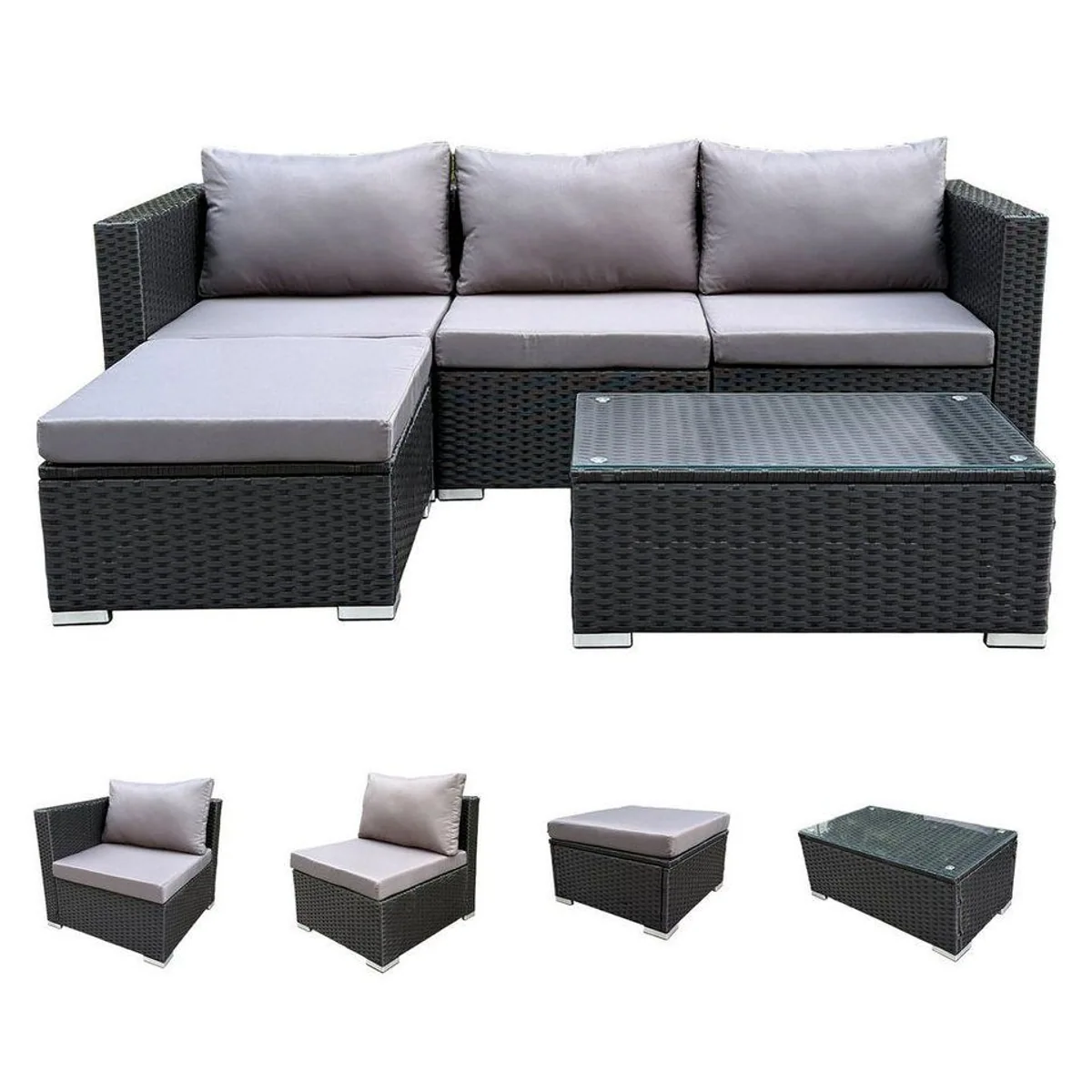 SVITA QUEENS Loungeset, elegantes Design, wetterfest, inkl. Tisch — 5-teiliges Gartenmöbelset 4