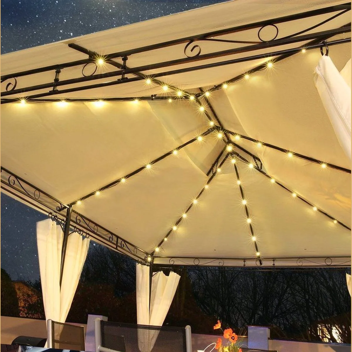 Swing&Harmonie DP-3401 Pavillon, LED-Beleuchtung, Solarmodul, Designer-Optik — 3x4m 3