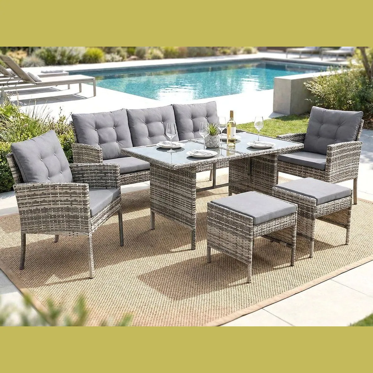 Swing&Harmonie Sydney Gartenlounge-Set, elegantes Polyrattan-Design für bis zu 7 Personen