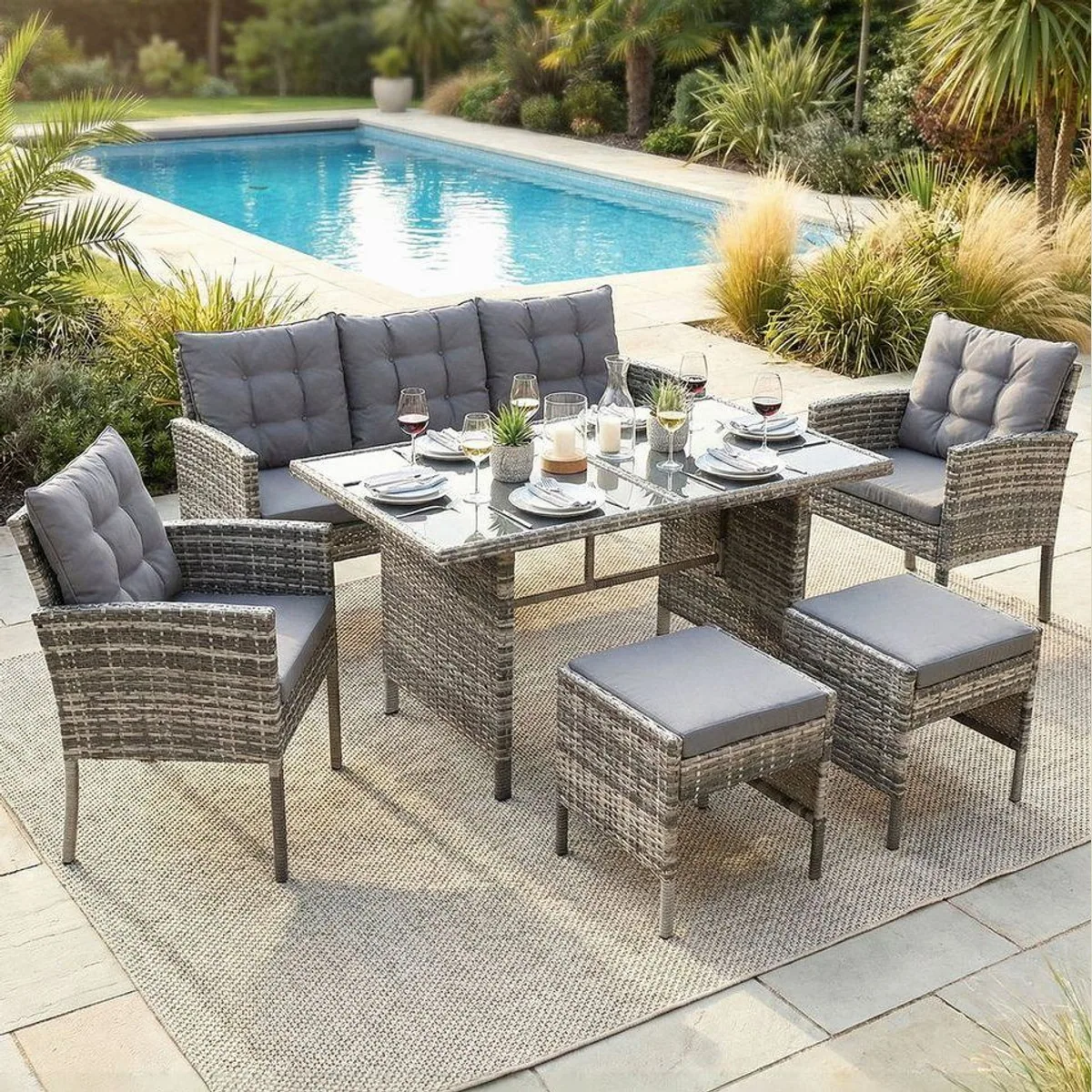 Swing&Harmonie Sydney Gartenlounge-Set, elegantes Polyrattan-Design für bis zu 7 Personen 2