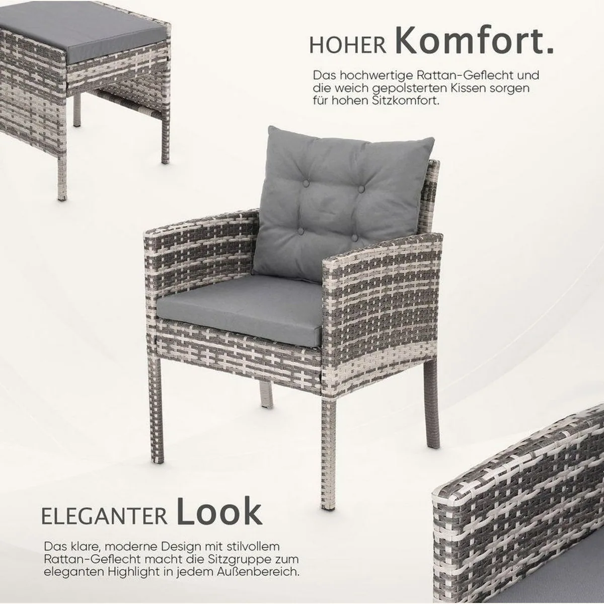 Swing&Harmonie Sydney Gartenlounge-Set, elegantes Polyrattan-Design für bis zu 7 Personen 3