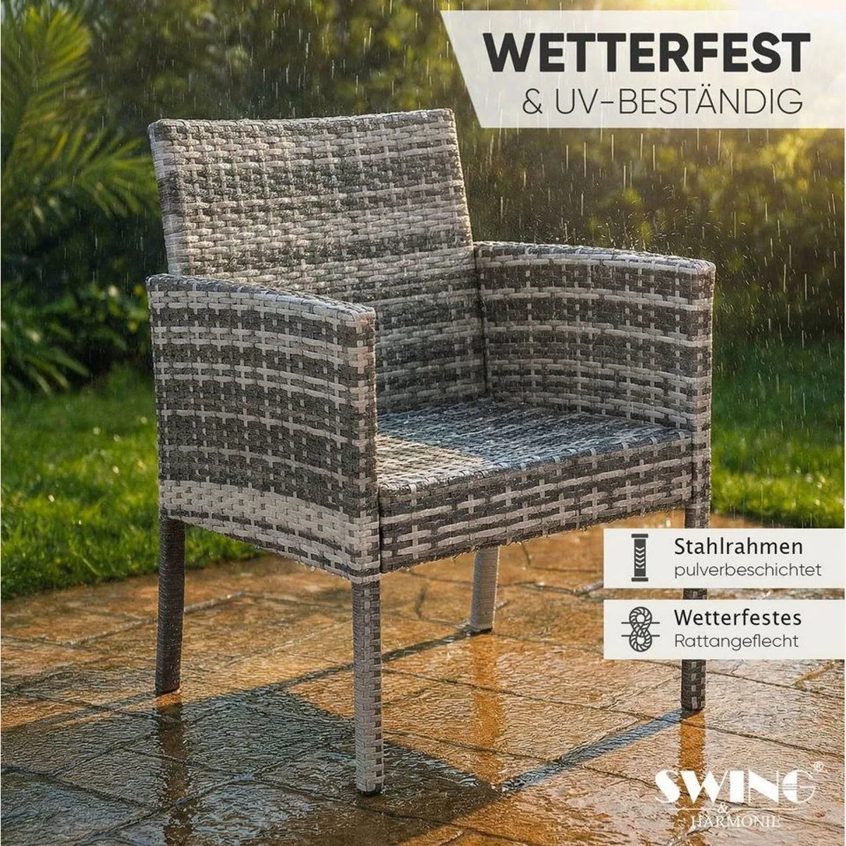 Swing&Harmonie Sydney Gartenlounge-Set, elegantes Polyrattan-Design für bis zu 7 Personen 5