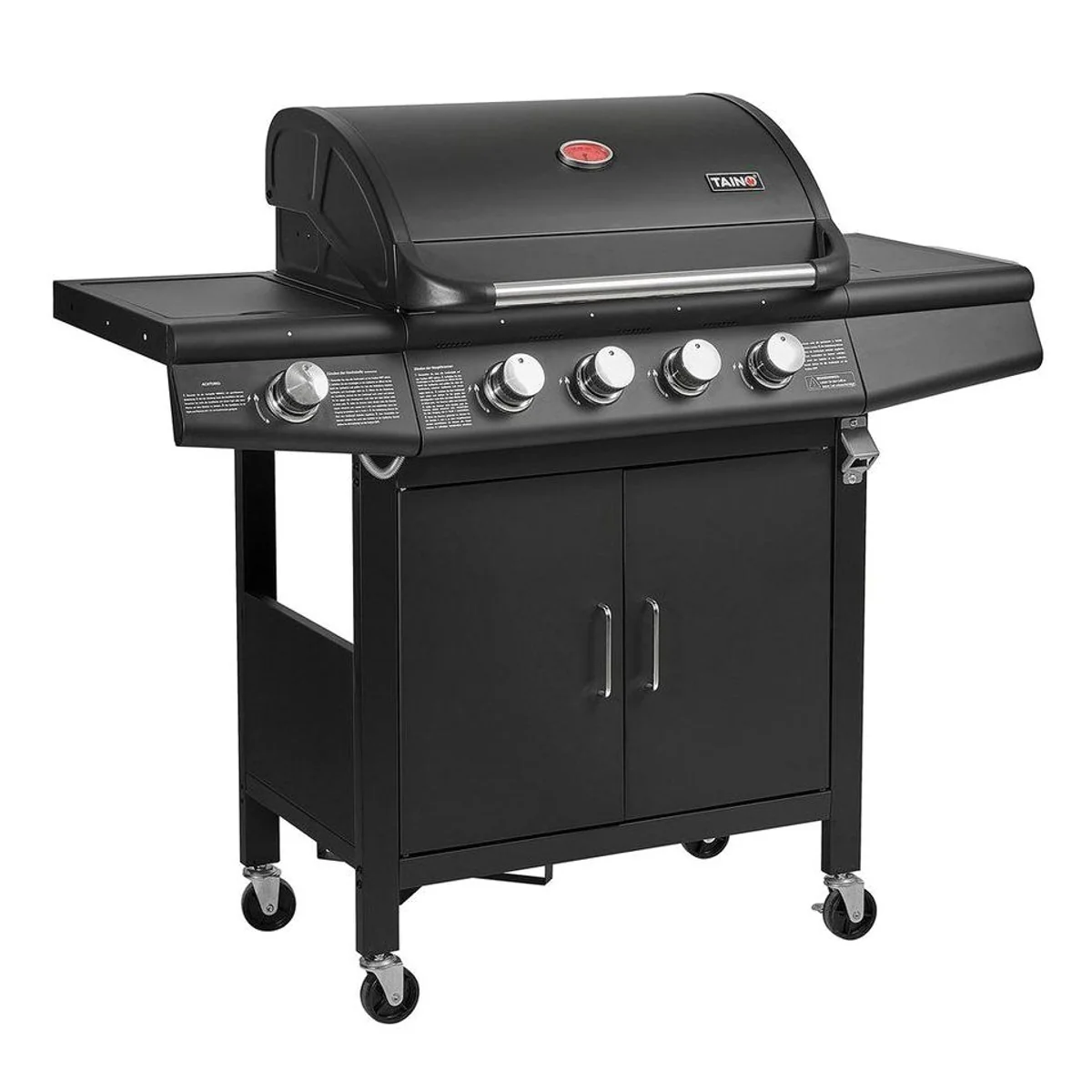 TAINO Gasgrill RED 4+1, Edelstahlbrenner, Piezozündung, Grillspieß-Auflage