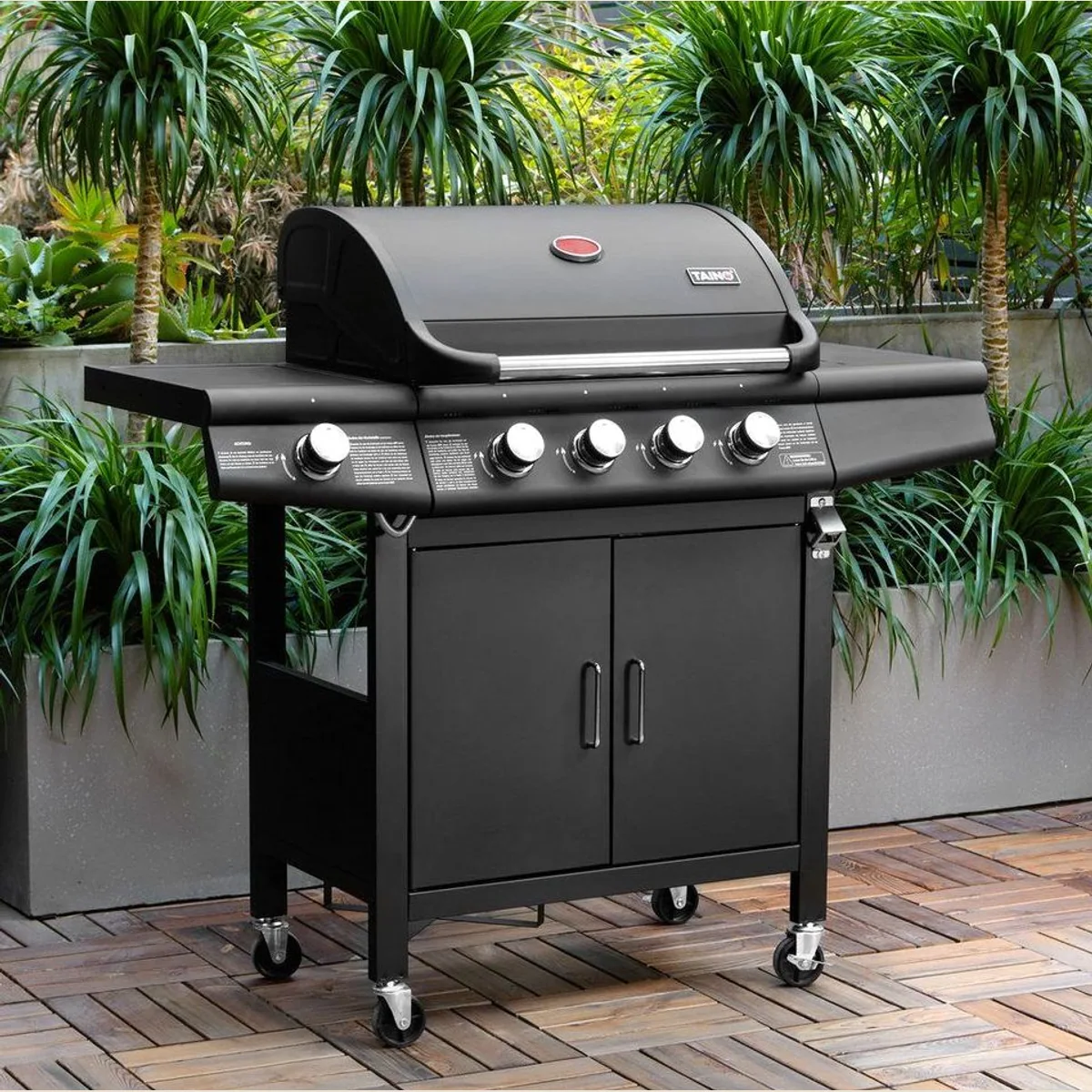 TAINO Gasgrill RED 4+1, Edelstahlbrenner, Piezozündung, Grillspieß-Auflage 2