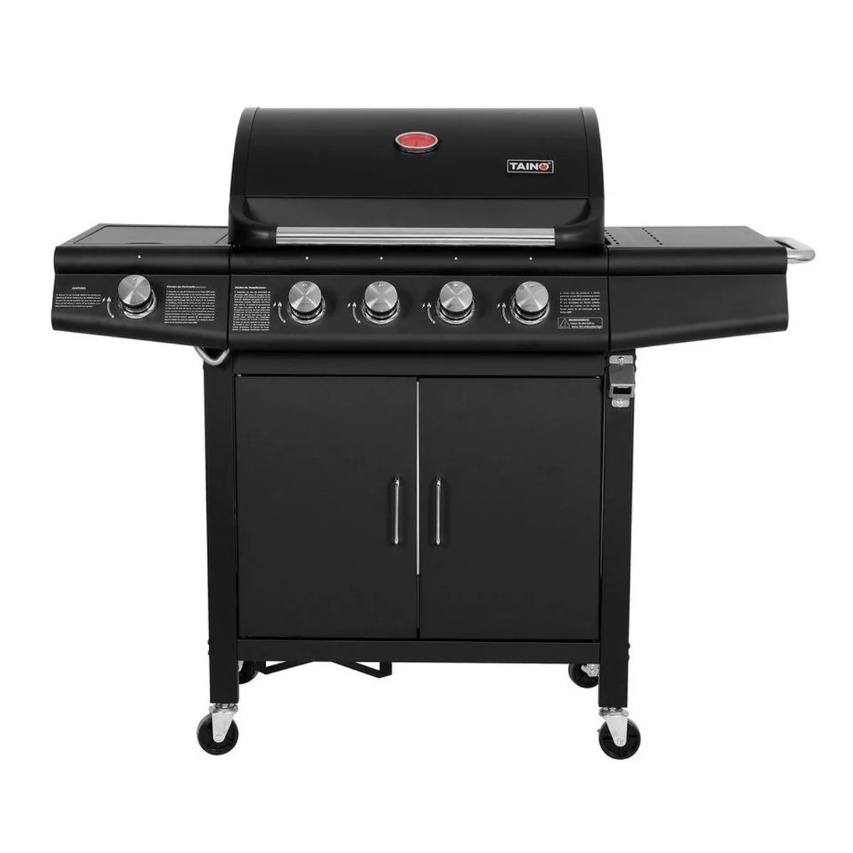 TAINO Gasgrill RED 4+1, Edelstahlbrenner, Piezozündung, Grillspieß-Auflage 4