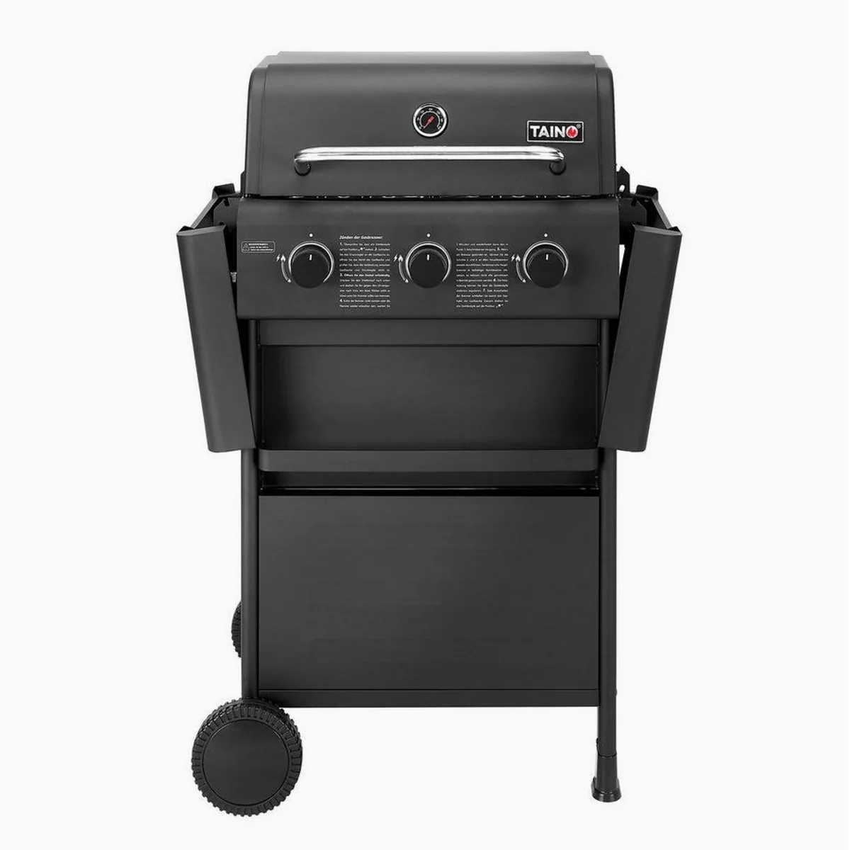 TAINO Gasgrill COMPACT 3+0, 3 Edelstahl-Brenner, klappbare Ablagen 3
