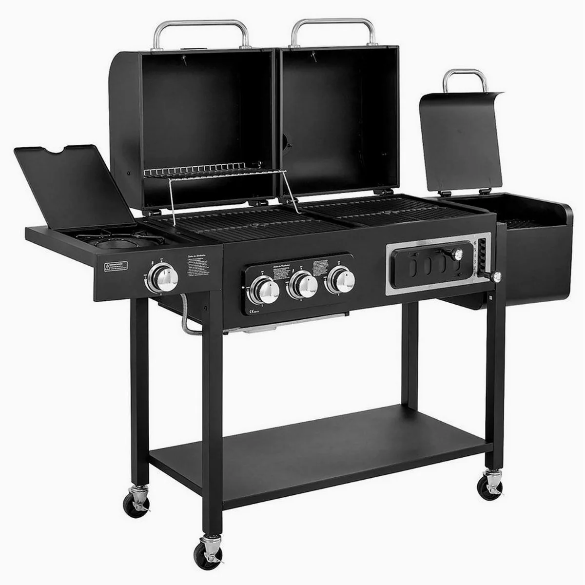 TAINO HERO DUO Holzkohlegrill, höhenverstellbarer Kohlerost, klappbarer Seitentisch 2