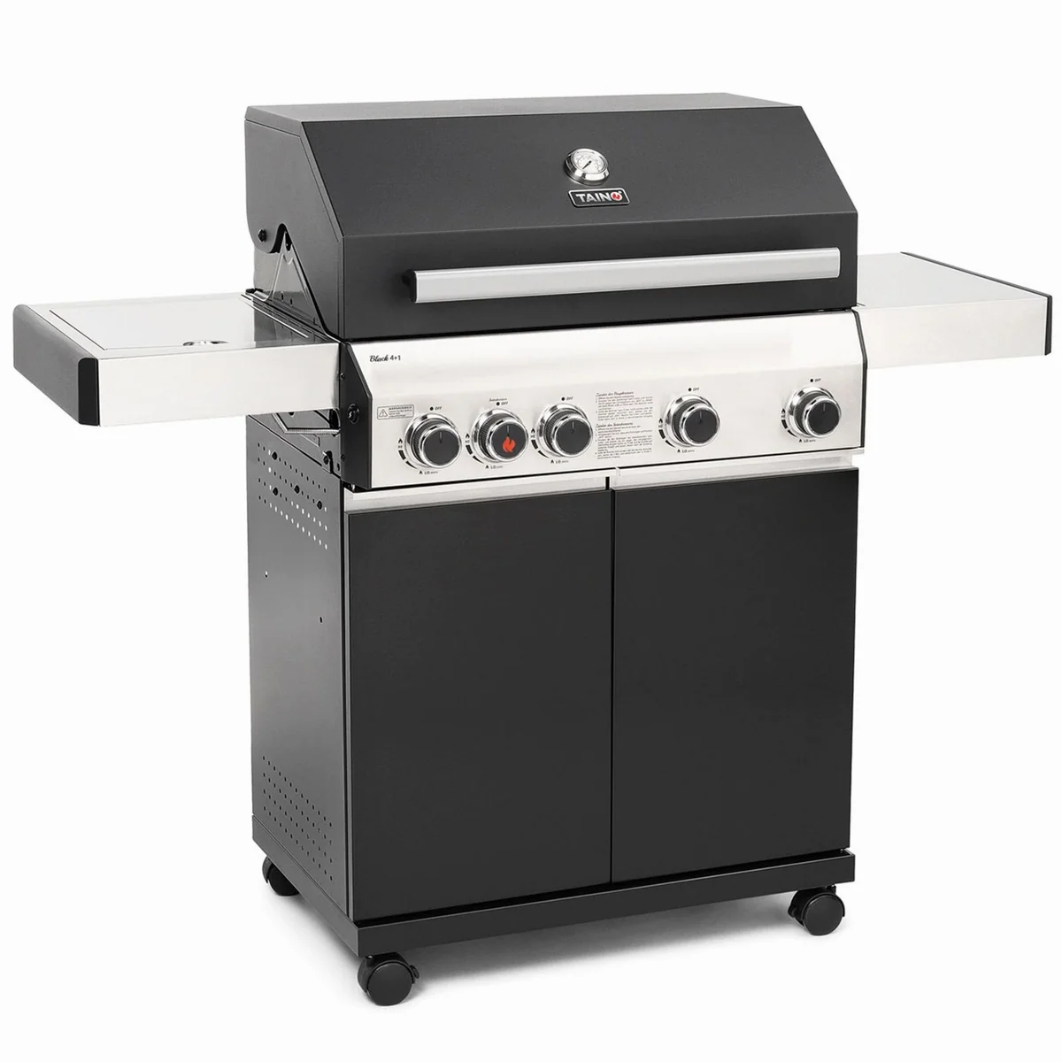 TAINO Gasgrill BLACK, 4 leistungsstarke Brenner, doppelwandiger Deckel, Piezo-Zündung