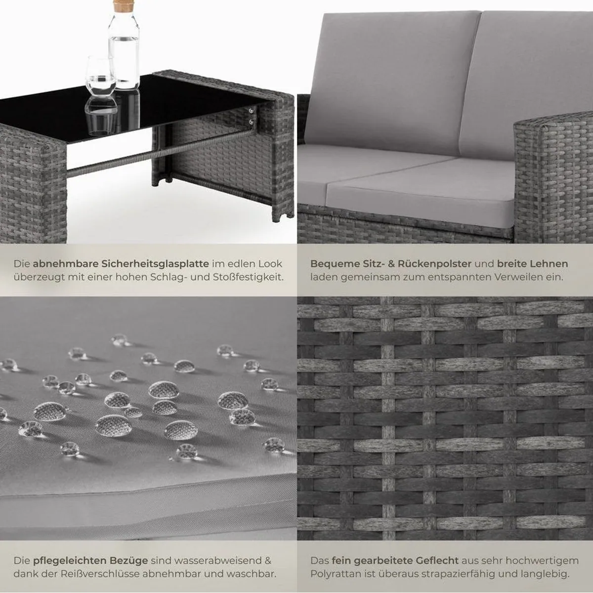 tectake Jesolo Loungeset, inklusive Kissen, stilvolles Rattan-Design 5