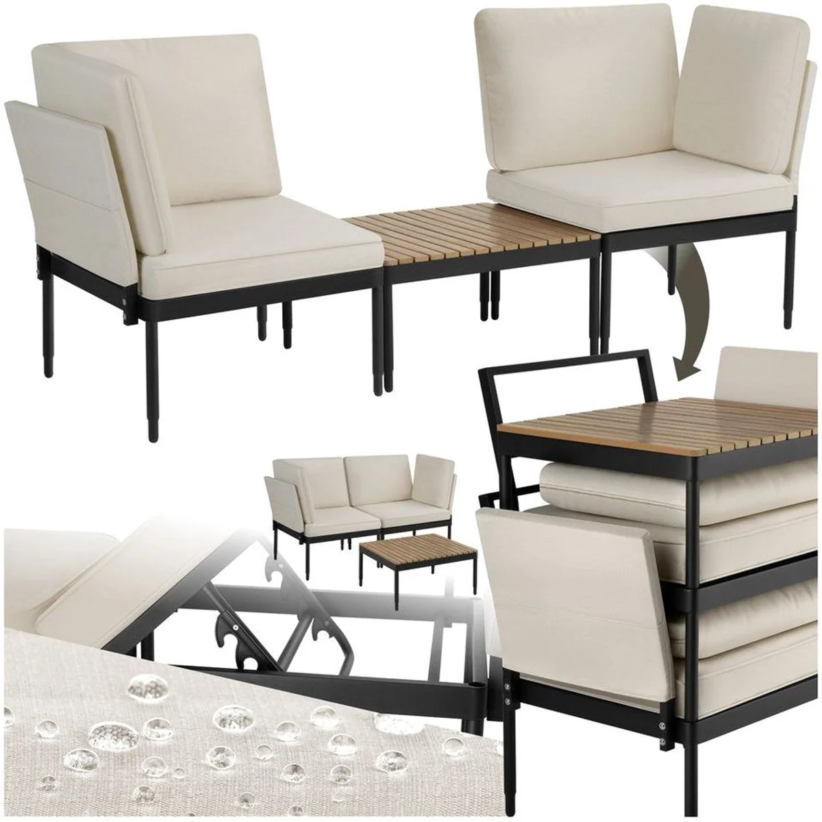 tectake Gartenlounge-Set Magaluf, wetterfest, stapelbar, vielseitig einsetzbar