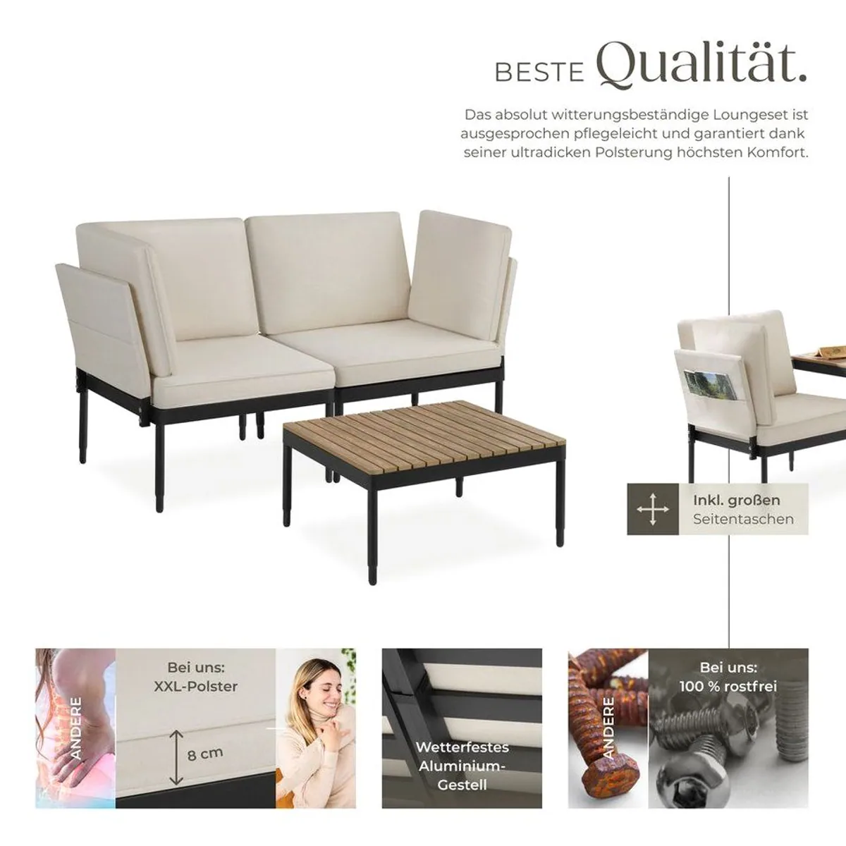 tectake Gartenlounge-Set Magaluf, wetterfest, stapelbar, vielseitig einsetzbar 3