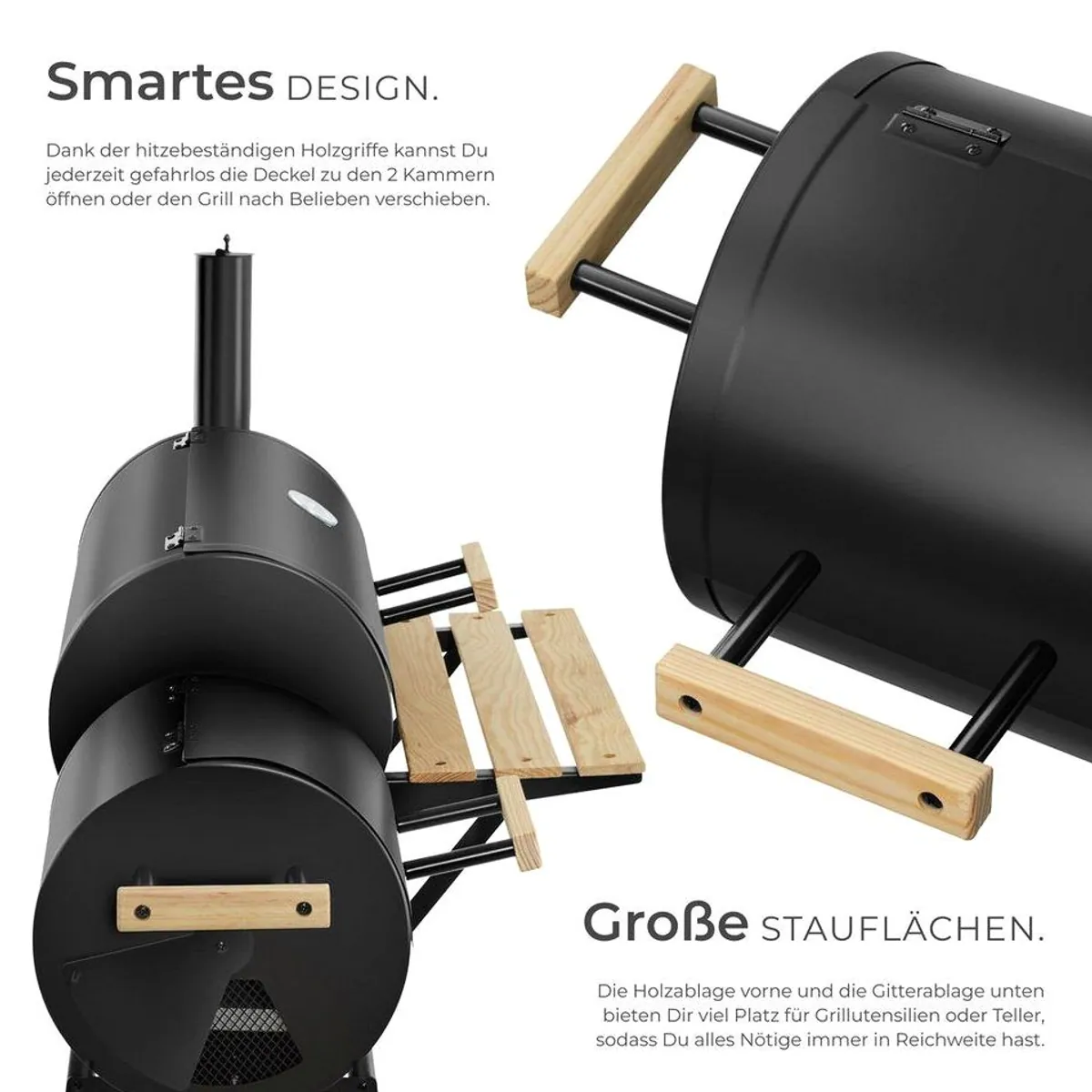 tectake Holzkohlegrill Smoker 2in1, präzise Temperaturkontrolle und vielseitige Nutzung 3
