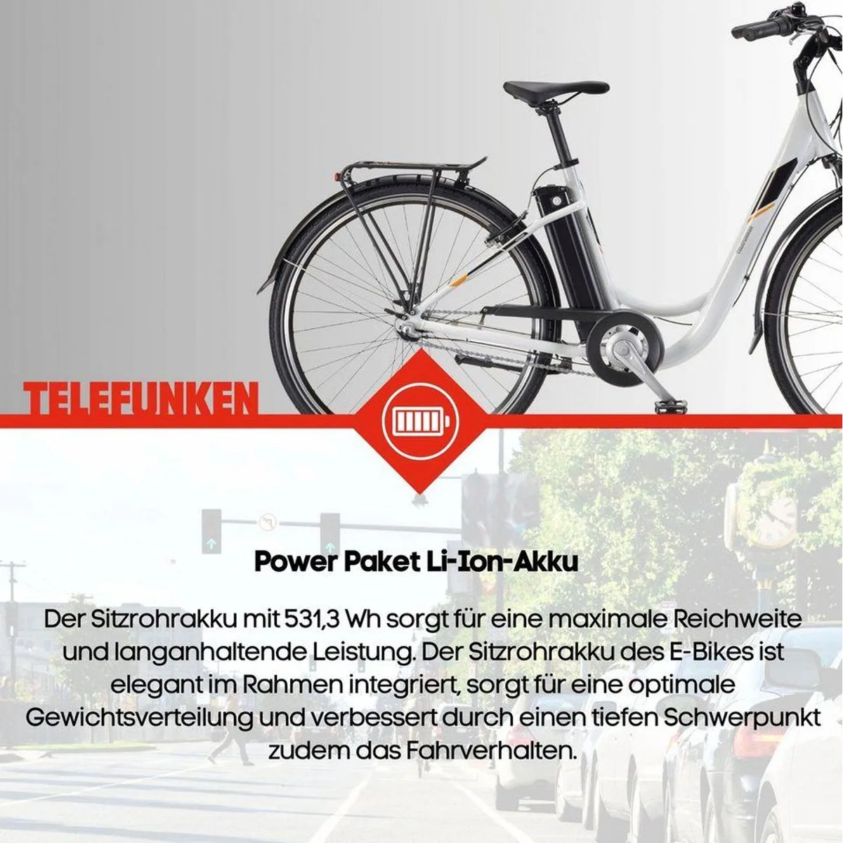Telefunken E-Bike RC830, 250 W Frontmotor, 3-Gang Shimano Nexus — komfortabel, leistungsstark, städtisch 4