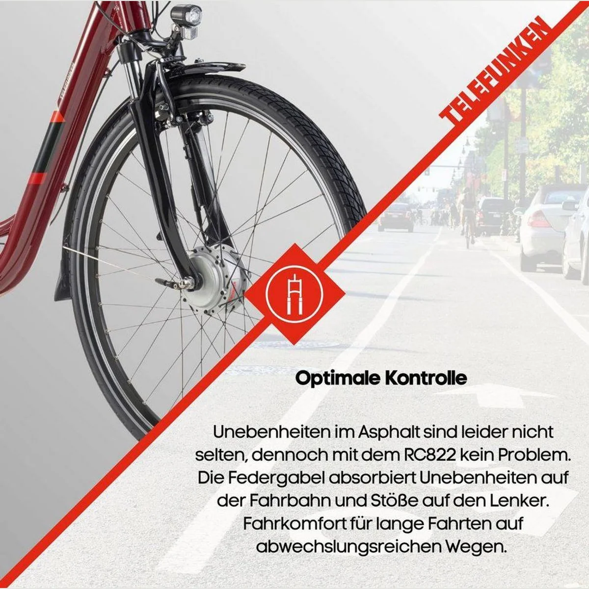 Telefunken E-Bike Cityrad RC822, 100 km Reichweite, 7-Gang Shimano Schaltung 5